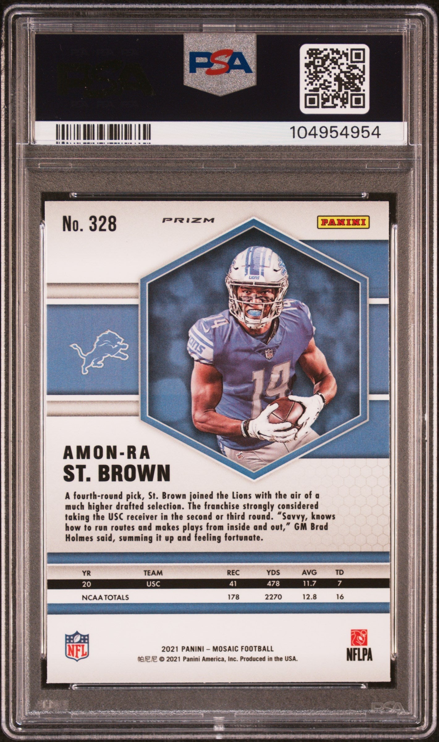 2021 Panini Mosaic Amon Ra ST. Brown Green Rookie #328 PSA 10 Detroit Lions Graded Sports Cards