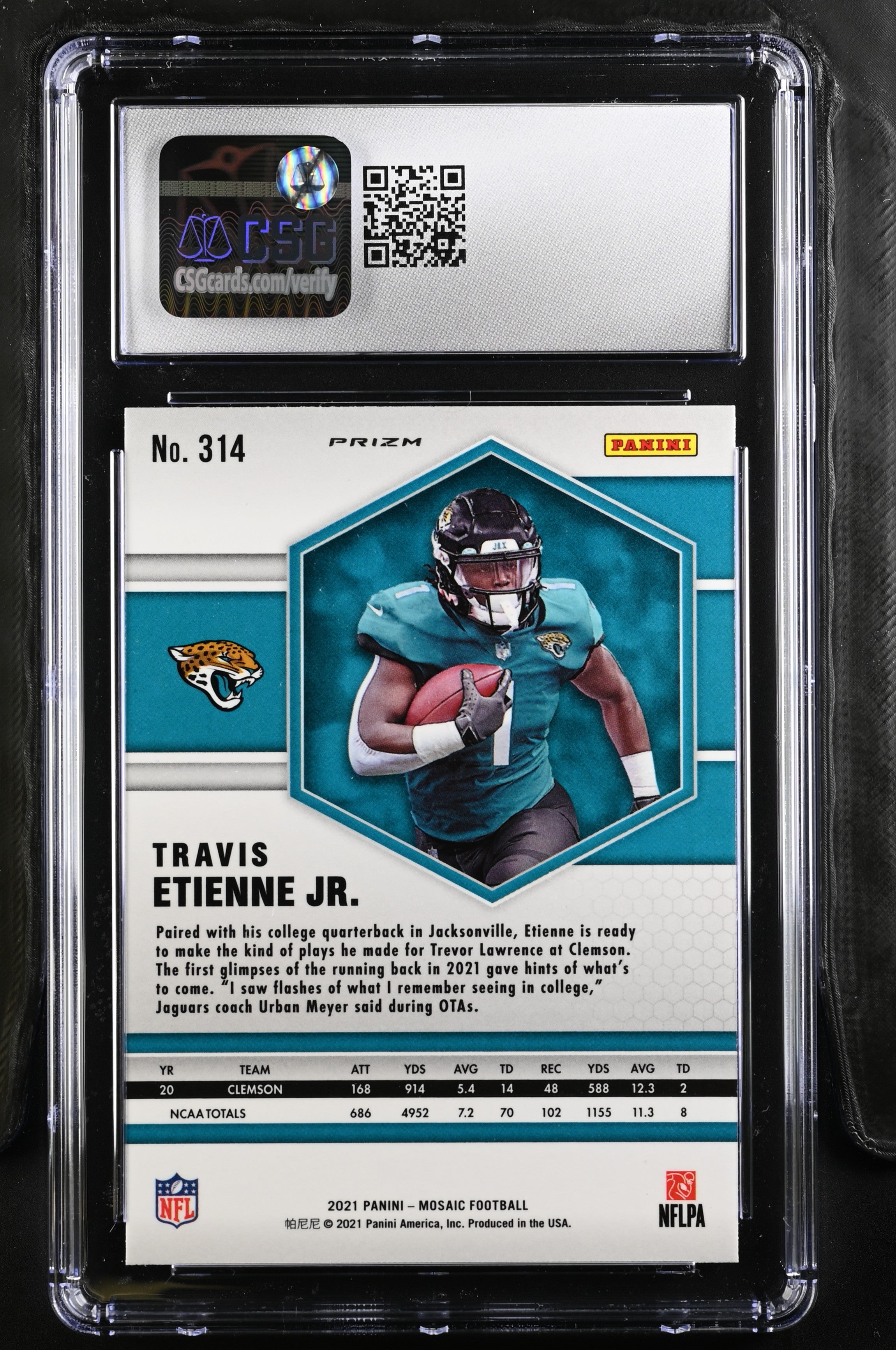 2021 Panini Mosaic Travis Etienne Jr. Genesis Rookie #314 CGC 9.5 MINT+ Jaguars - Graded Sports Cards
