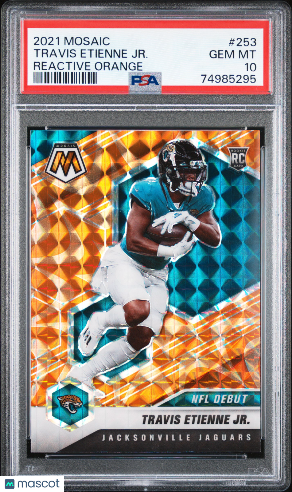 2021 Panini Mosaic Travis Etienne JR. Reactive Orange Rookie PSA 10 GEM MINT - Graded Sports Cards