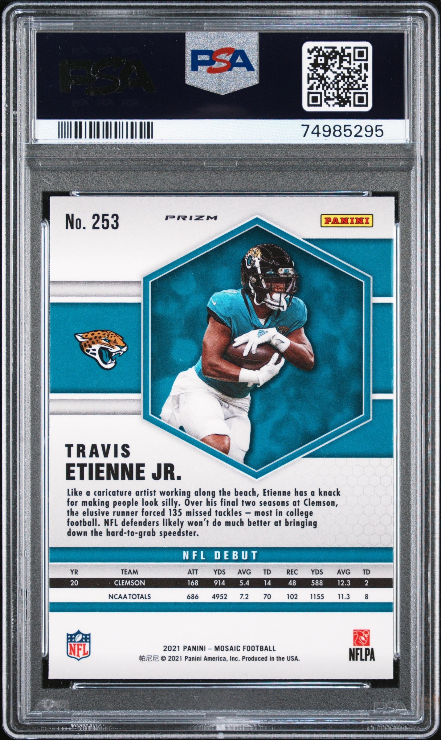 2021 Panini Mosaic Travis Etienne JR. Reactive Orange Rookie PSA 10 GEM MINT - Graded Sports Cards