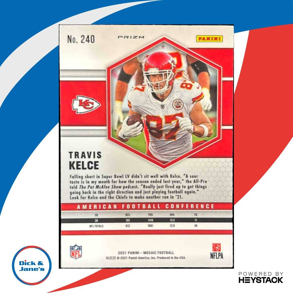 2021 Panini Mosaic Travis Kelce Prizm Genesis #240 Kansas City Chiefs - Sports Cards