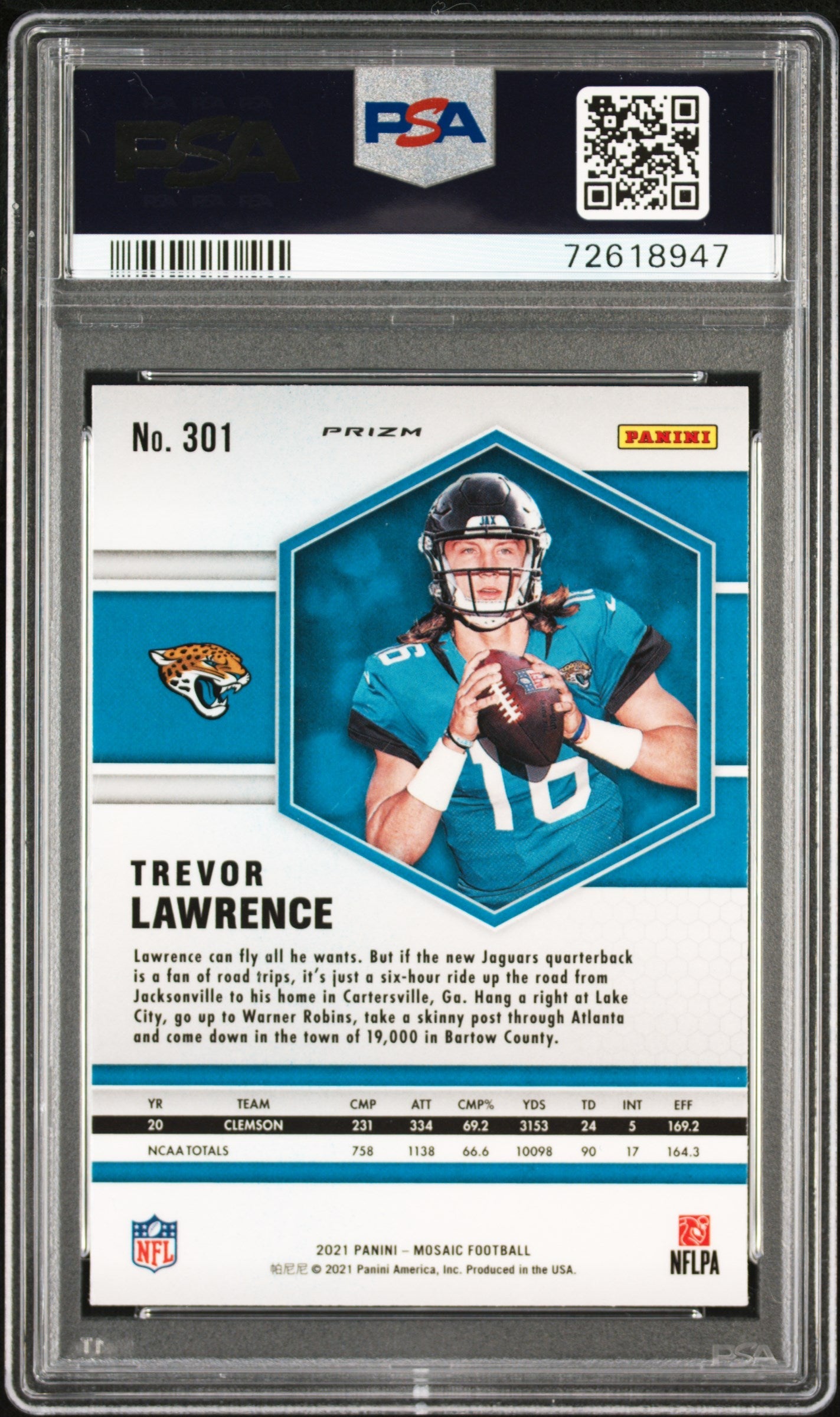 2021 Panini Mosaic Trevor Lawrence Green #301 PSA 10 - Graded Sports Cards