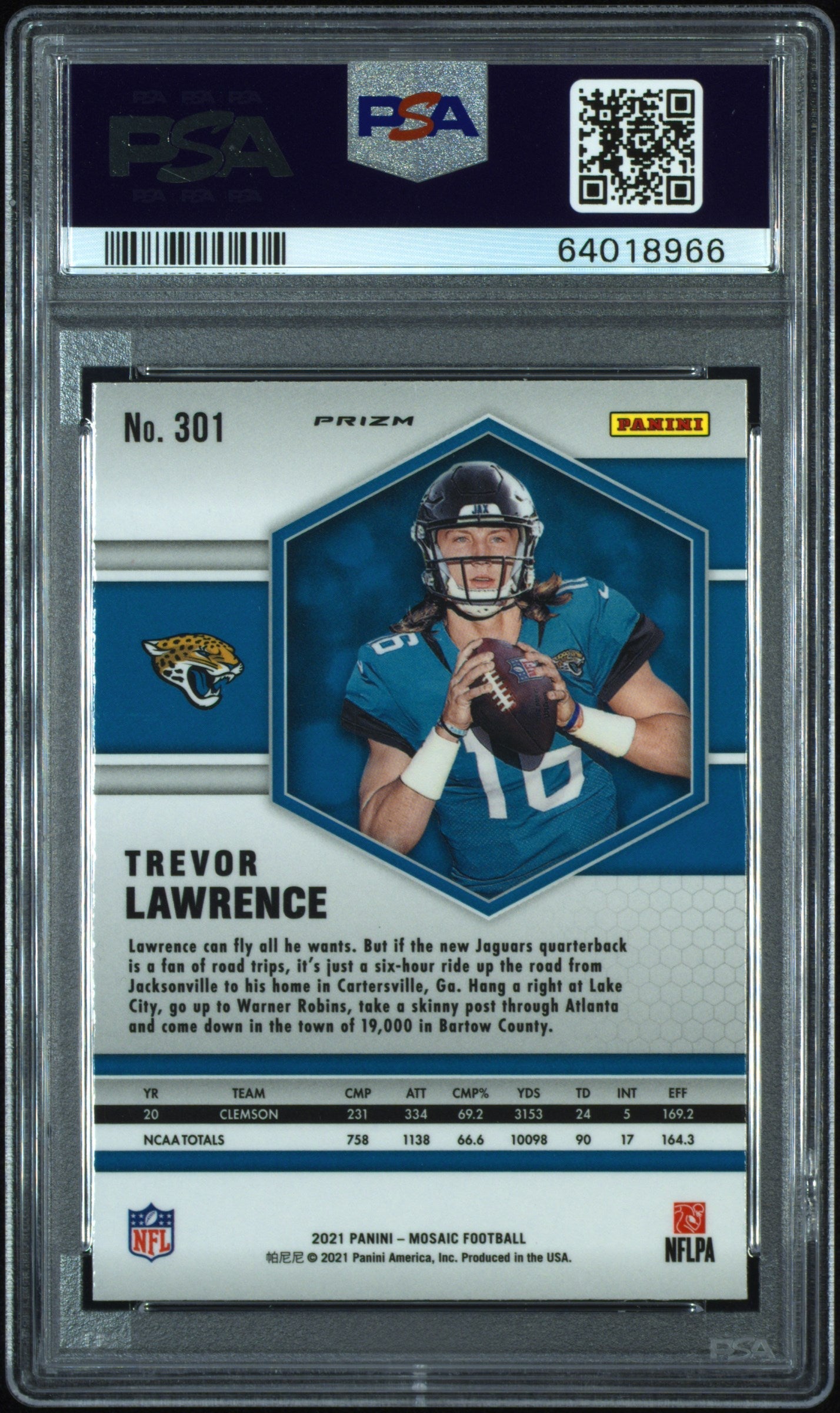 2021 Panini Mosaic Trevor Lawrence Green Rookie #301 PSA 10 Jacksonville Jaguars - Graded Sports Cards