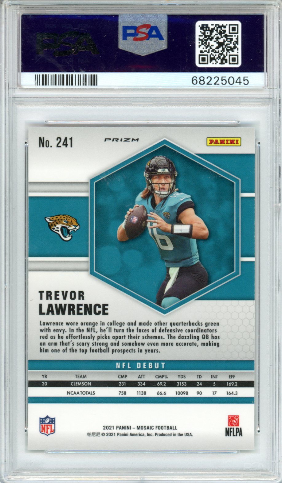2021 Panini Mosaic Trevor Lawrence Reactive Orange #241 PSA 10 - Graded Sports Cards