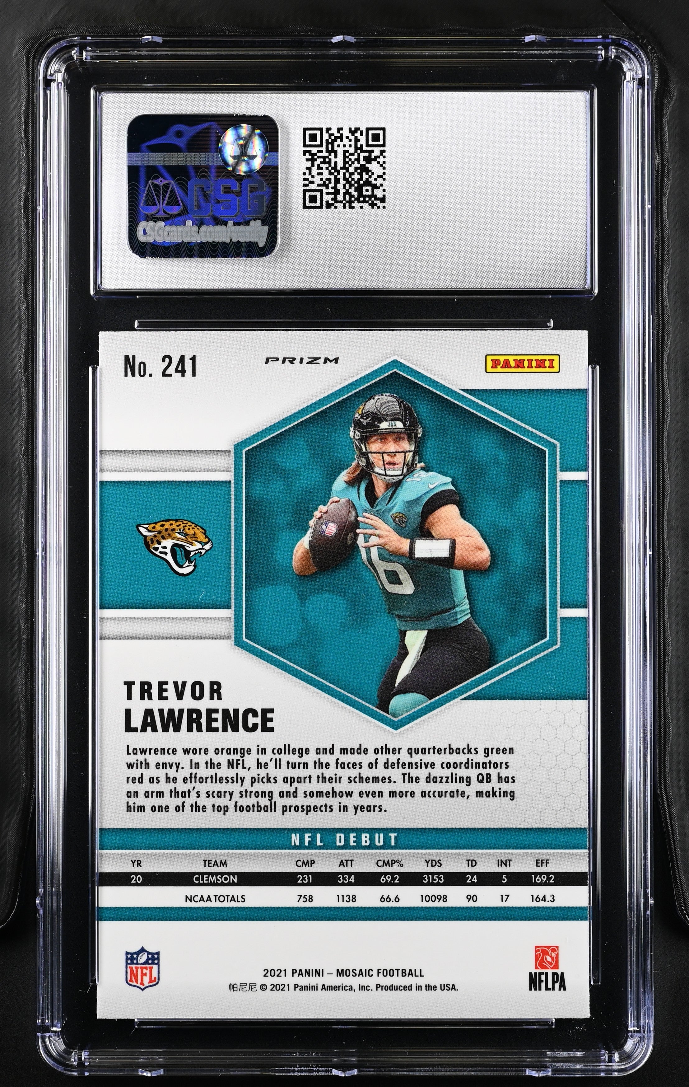 2021 Panini Mosaic Trevor Lawrence Reactive Orange Rookie #241 CGC 10 GEM MINT - Graded Sports Cards