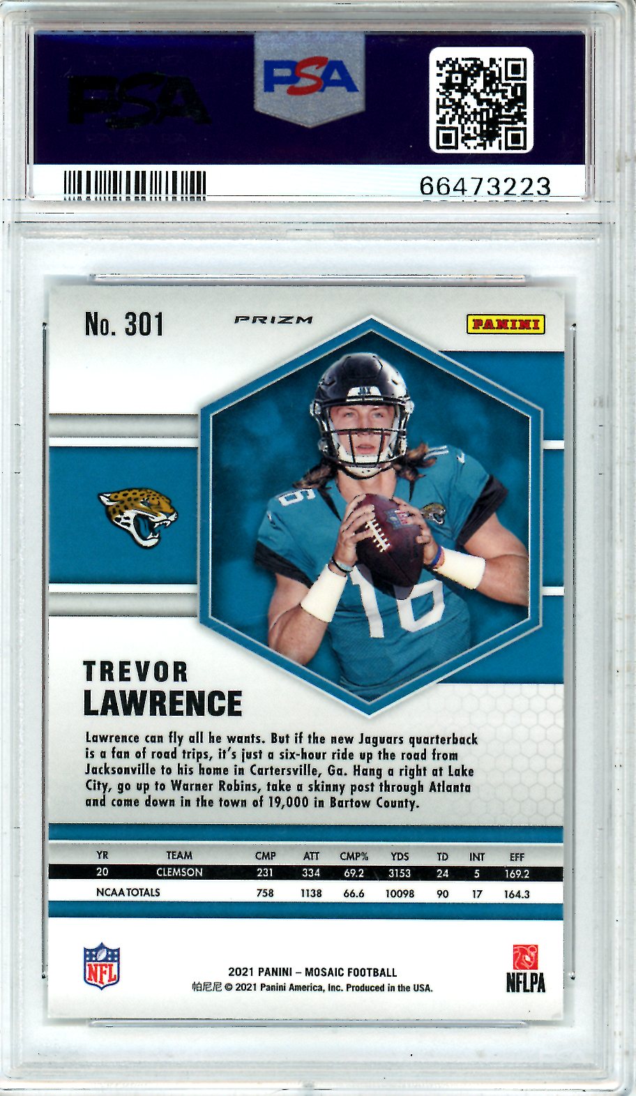2021 Panini Mosaic Trevor Lawrence Reactive Orange Rookie #301 PSA 10 GEM MINT - Graded Sports Cards