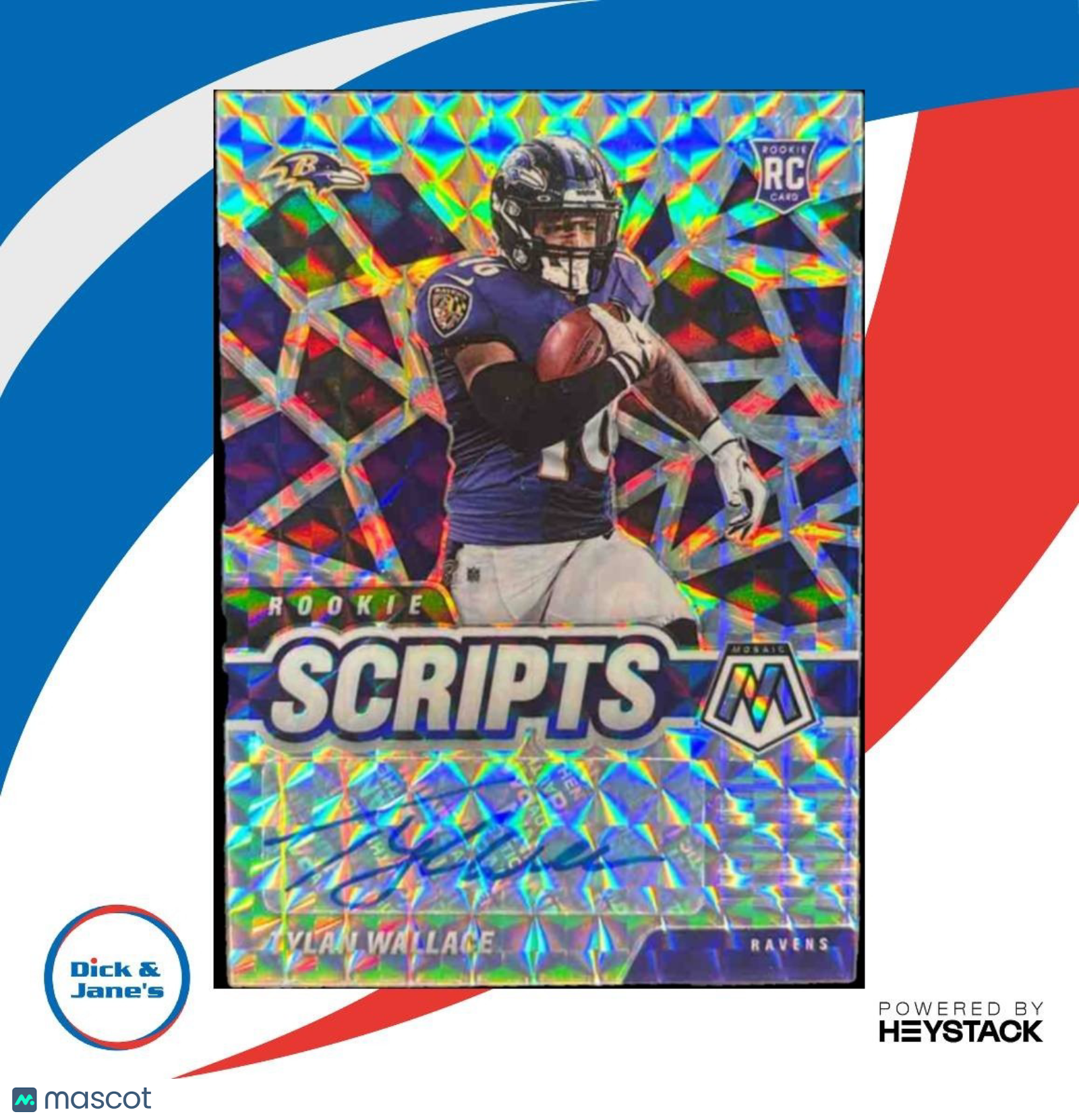 2021 Panini Mosaic Tylan Wallace Rookie Scripts #RS-26 RC Auto Baltimore Ravens - Sports Cards