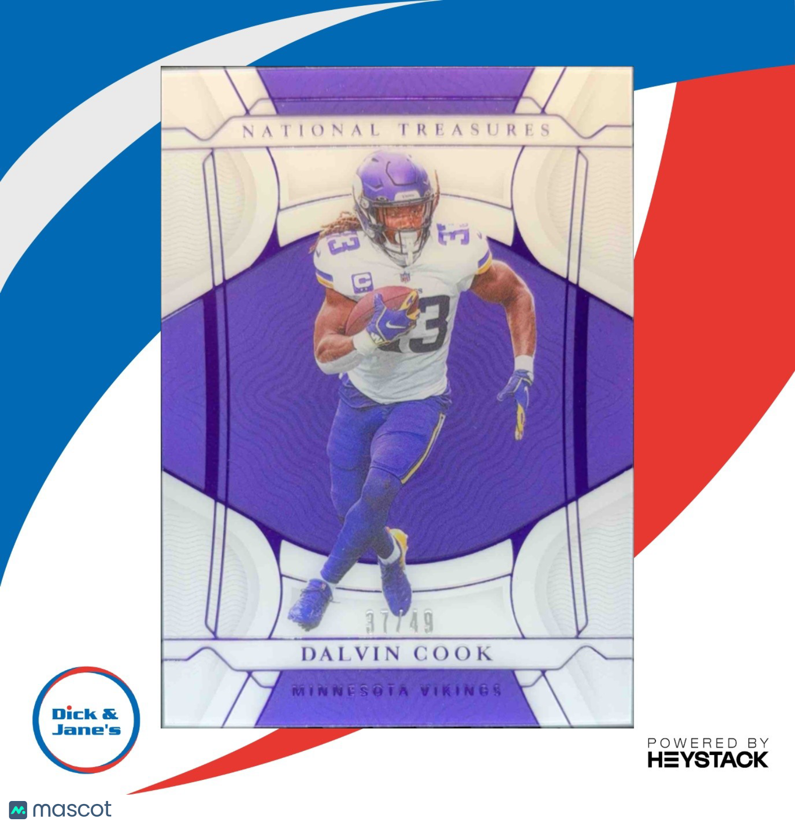 2021 Panini National Treasures Dalvin Cook Purple 37/49 #91 Minnesota Vikings - Sports Cards