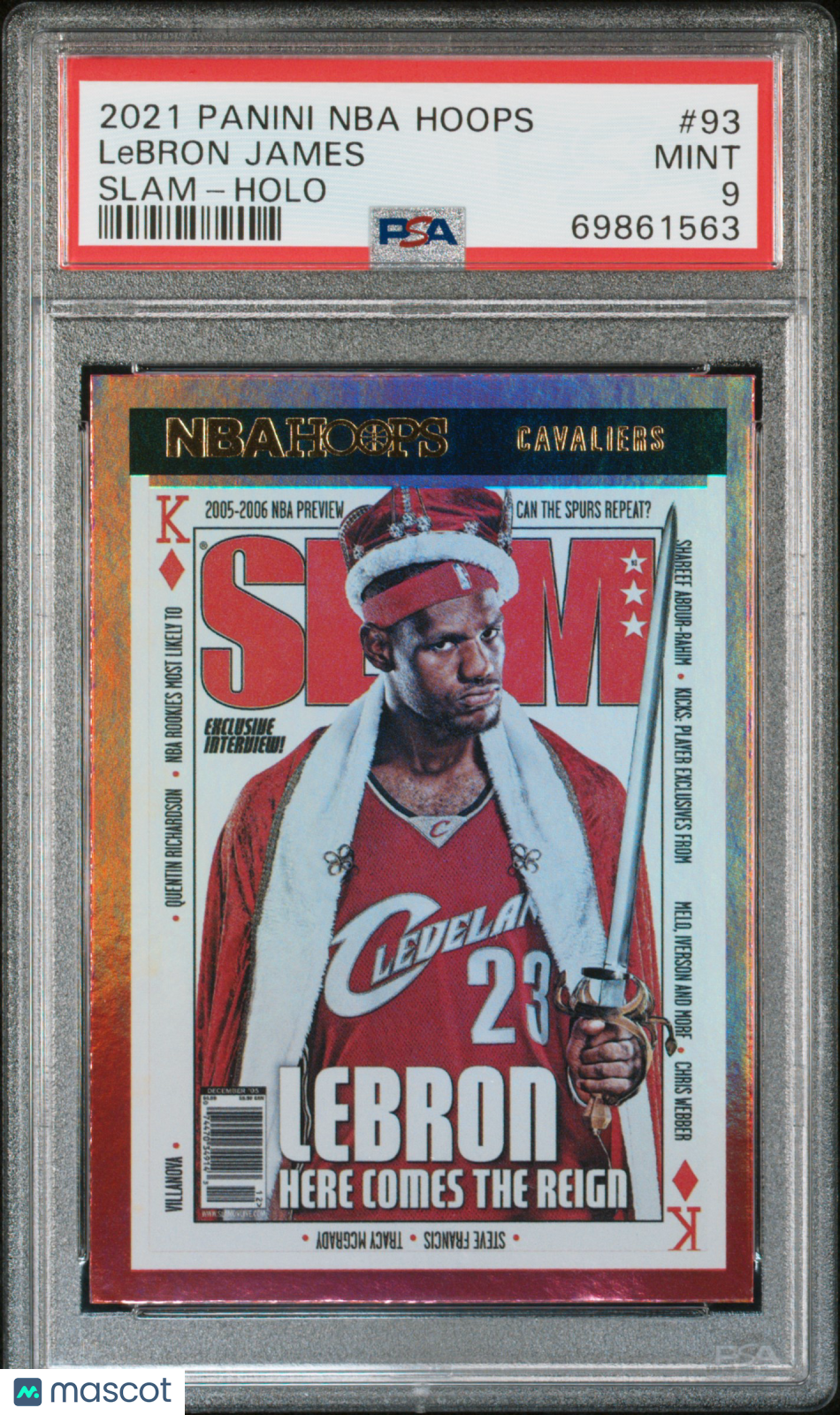 2021 Panini NBA Hoops Slam LeBron James Holo #93 PSA 9 MINT Cleveland Cavaliers - Graded Sports Cards