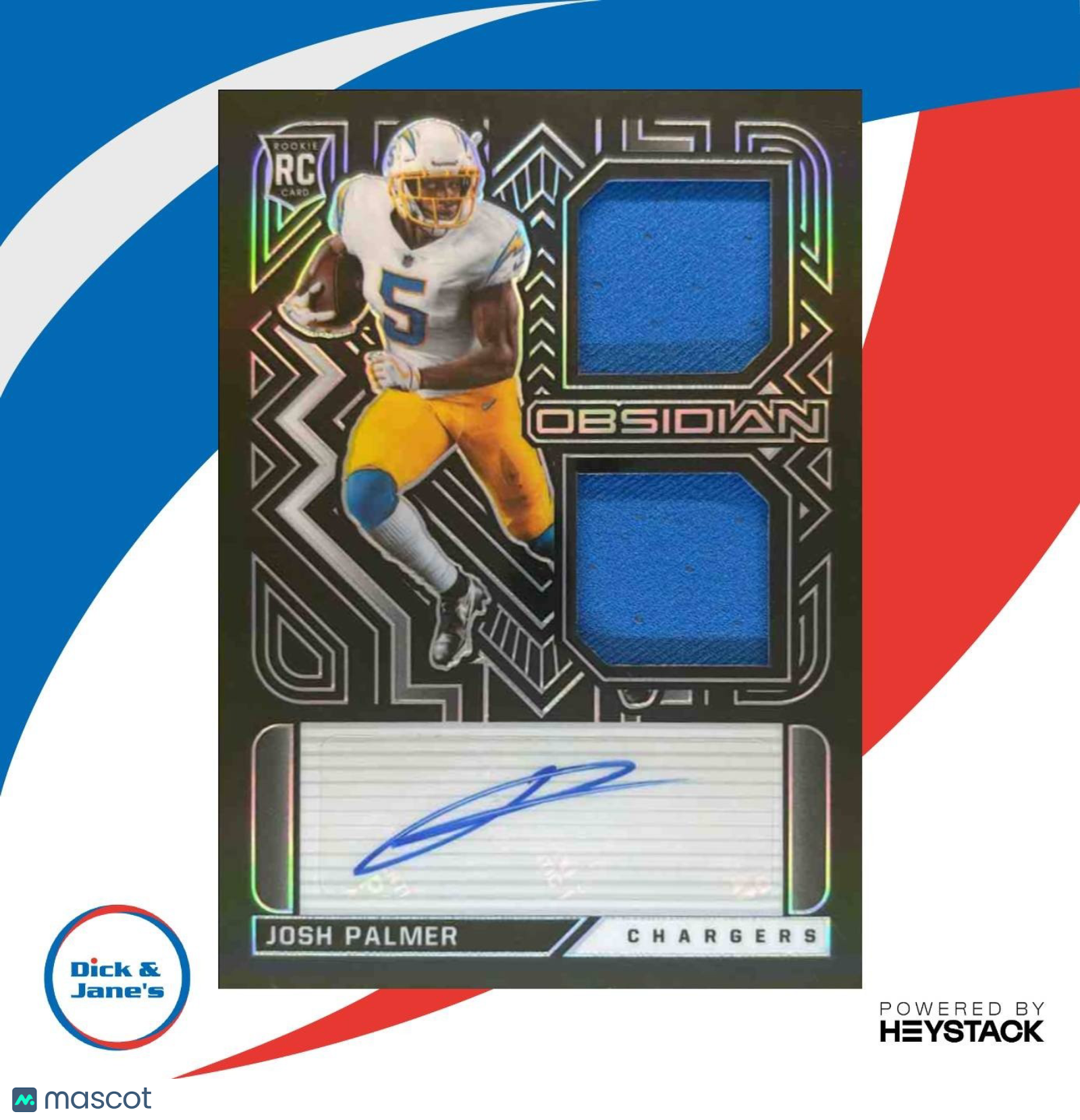 2021 Panini Obsidian Josh Palmer Rookie Jersey Ink /150 MEM Auto RC Chargers - Sports Cards