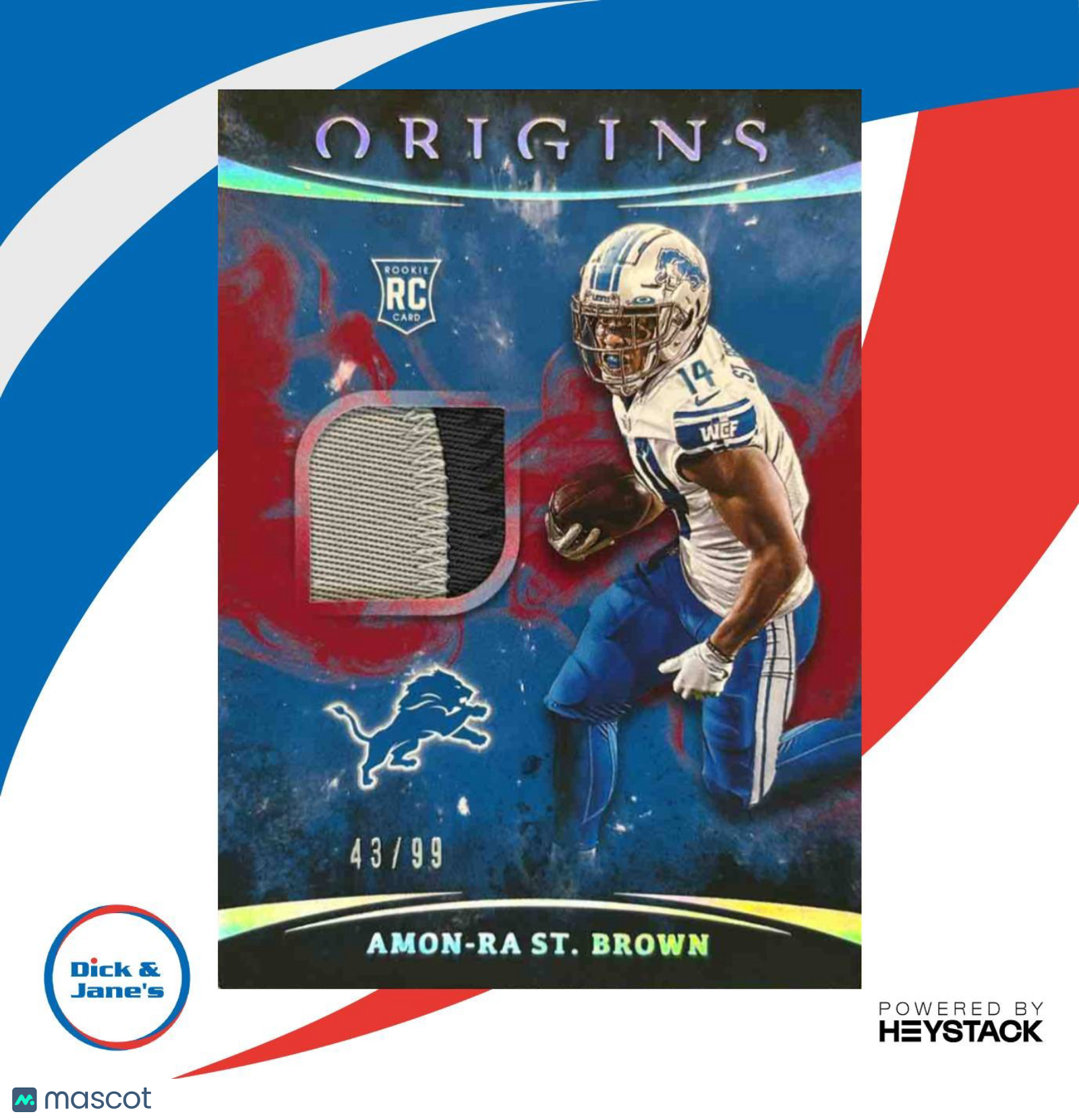 2021 Panini Origins Amon-Ra St. Brown Rookie Patches Red /99 RC Detroit Lions - Sports Cards