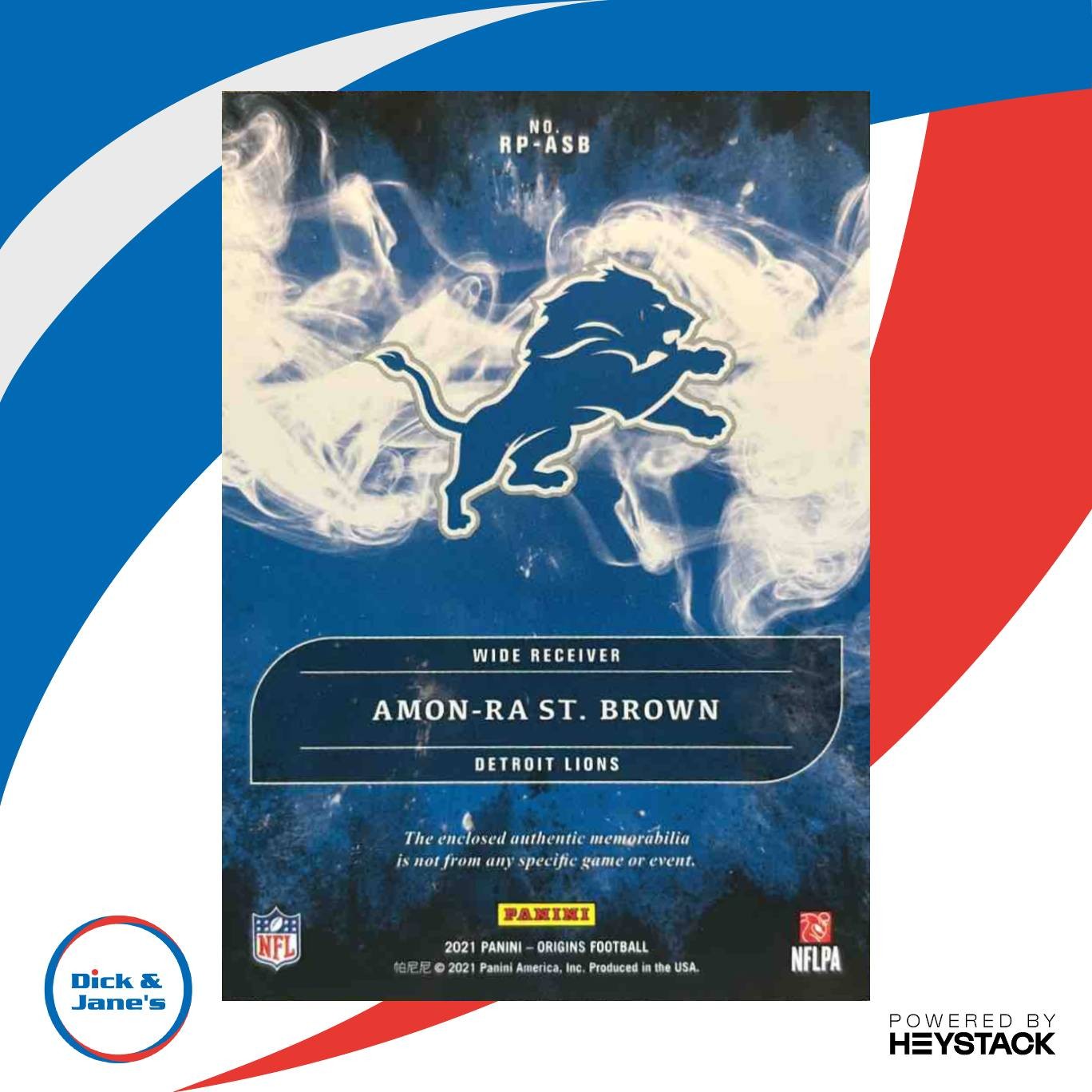 2021 Panini Origins Amon-Ra St. Brown Rookie Patches Red /99 RC Detroit Lions - Sports Cards