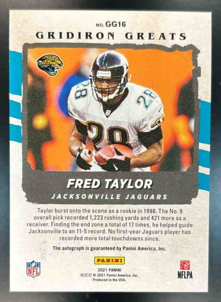 2021 Panini Phoenix Fred Taylor Gridiron Greats #GG16 Auto Jacksonville Jaguars - Sports Cards