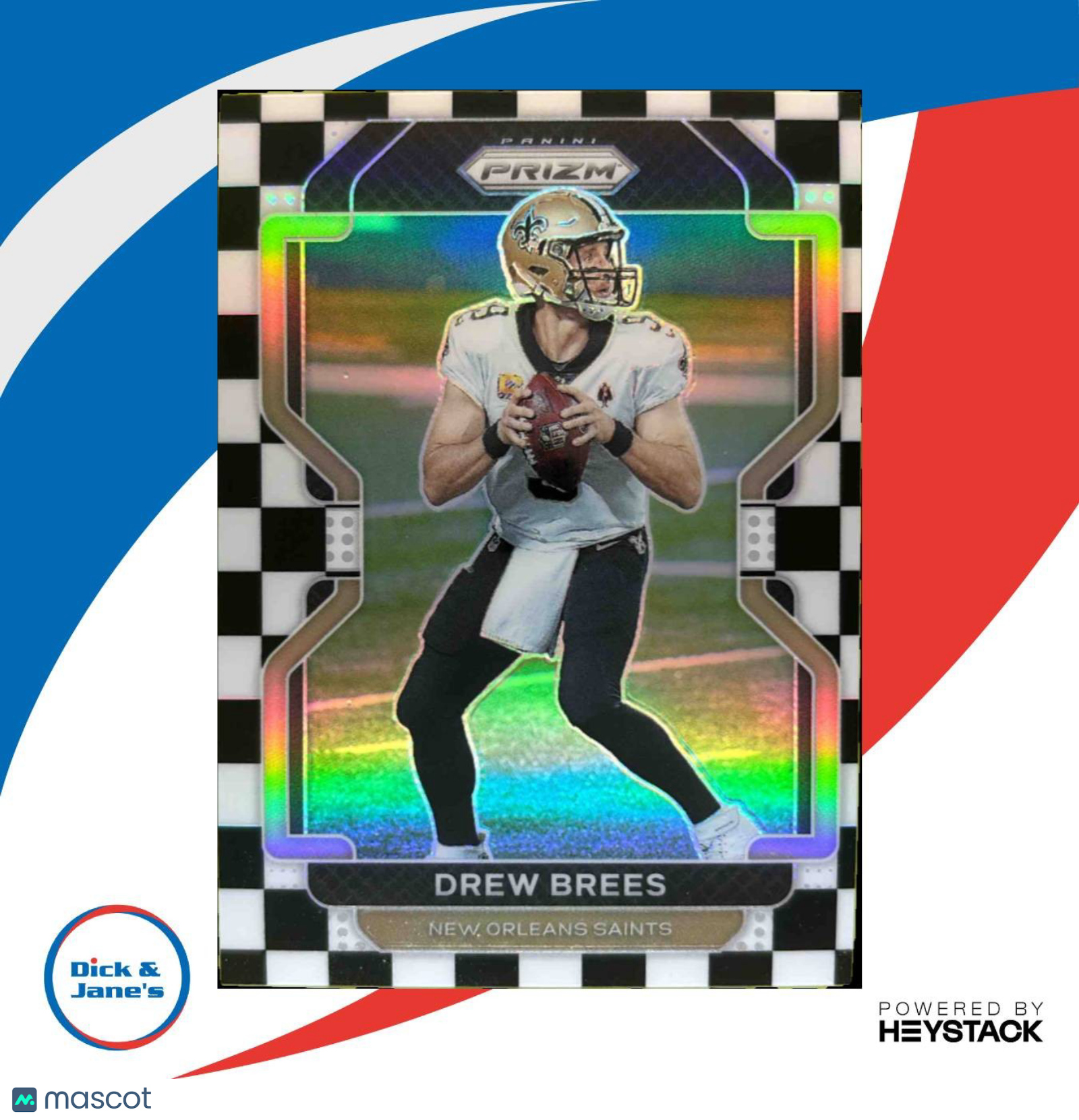 2021 Panini Prizm Drew Brees Black and White Checker #309 New Orleans Saints - Sports Cards