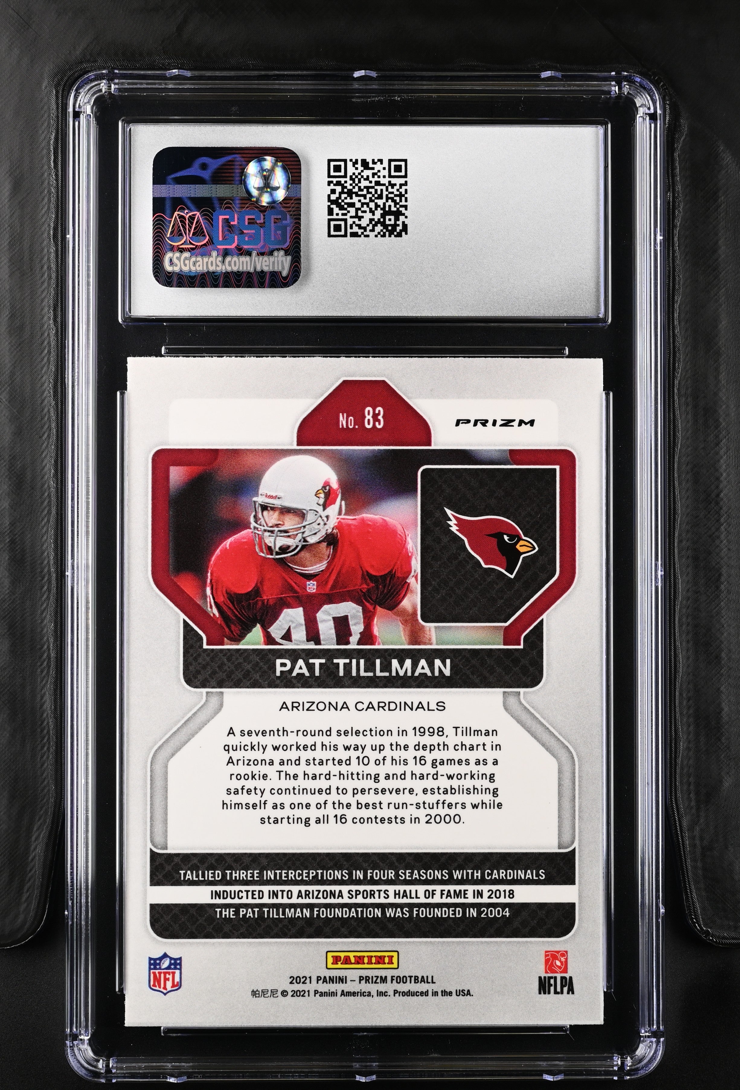 2021 Panini Prizm Pat Tillman Silver #83 CGC 9 MINT Arizona Cardinals - Graded Sports Cards