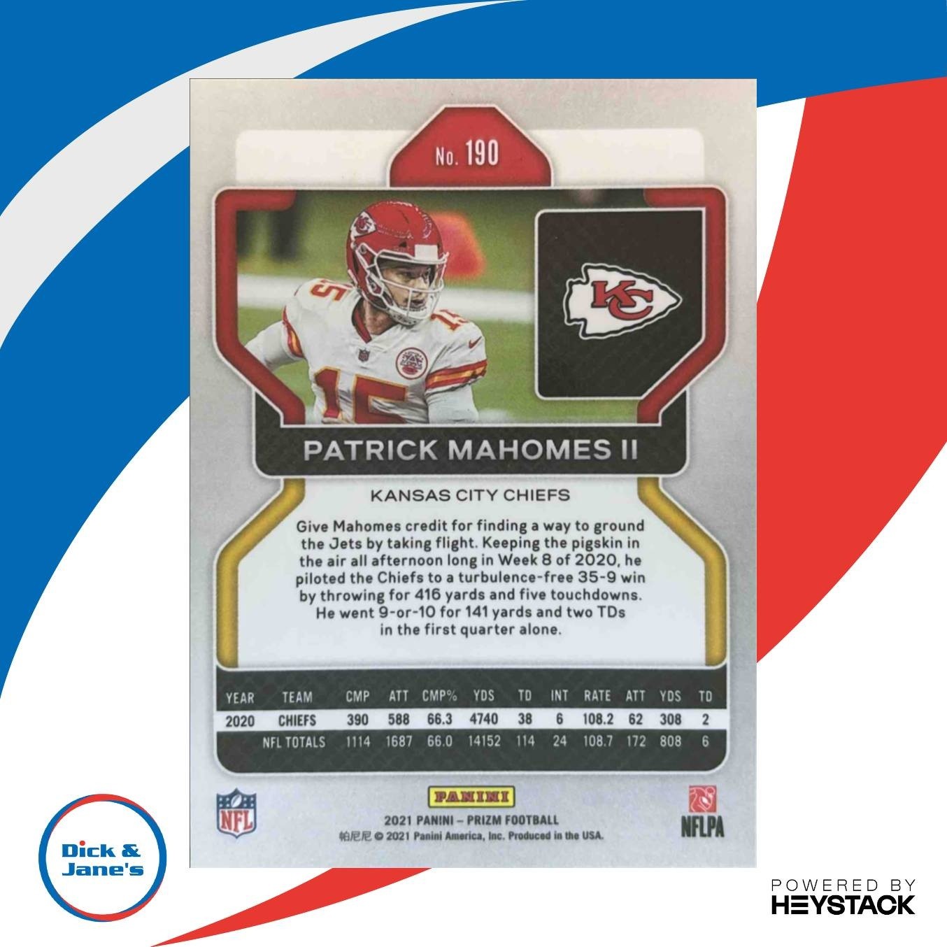 2021 Panini Prizm Patrick Mahomes II #190 Kansas City Chiefs - Sports Cards