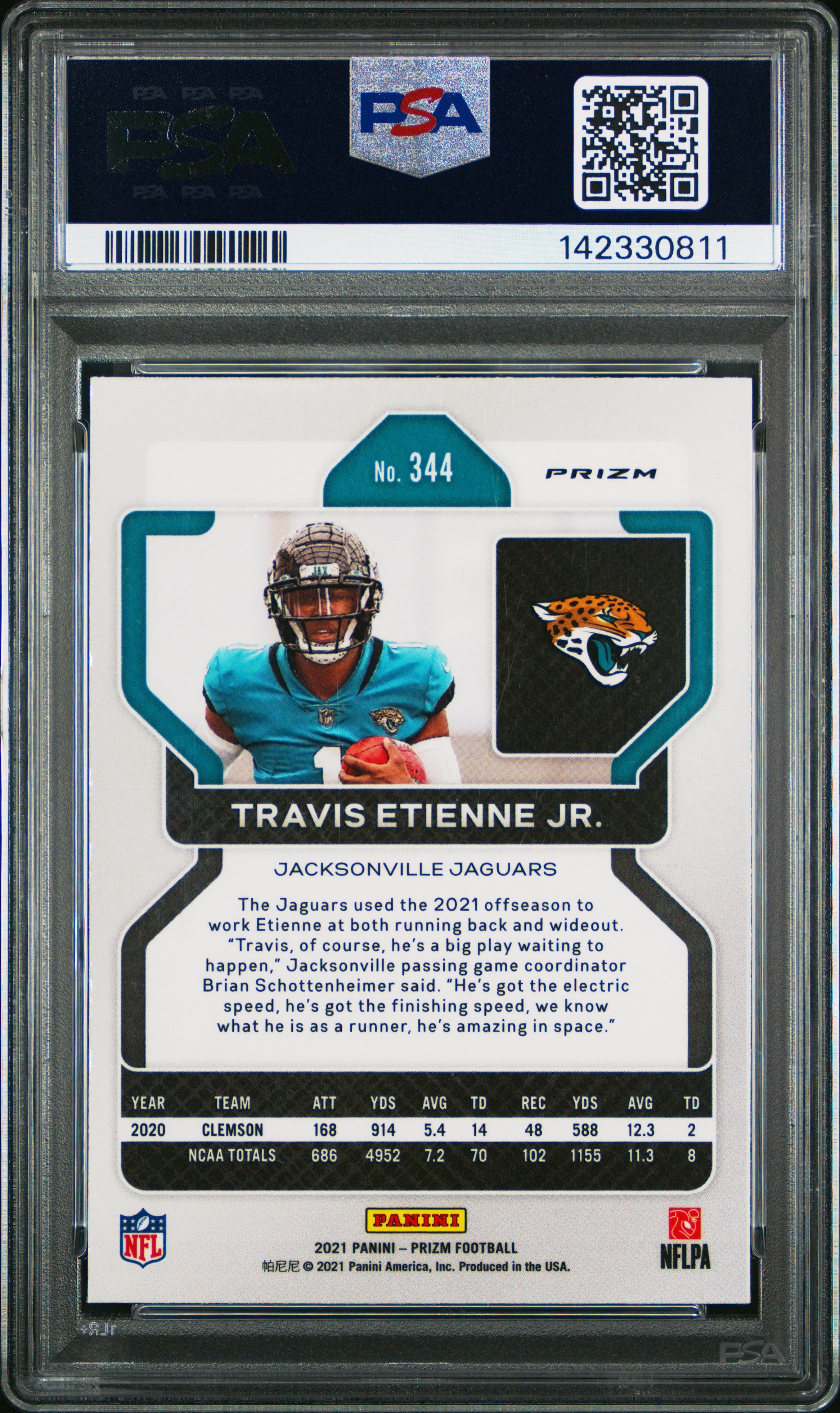 2021 Panini Prizm Travis Etienne JR. Disco Rookie PSA 10 Jacksonville Jaguars - Graded Sports Cards
