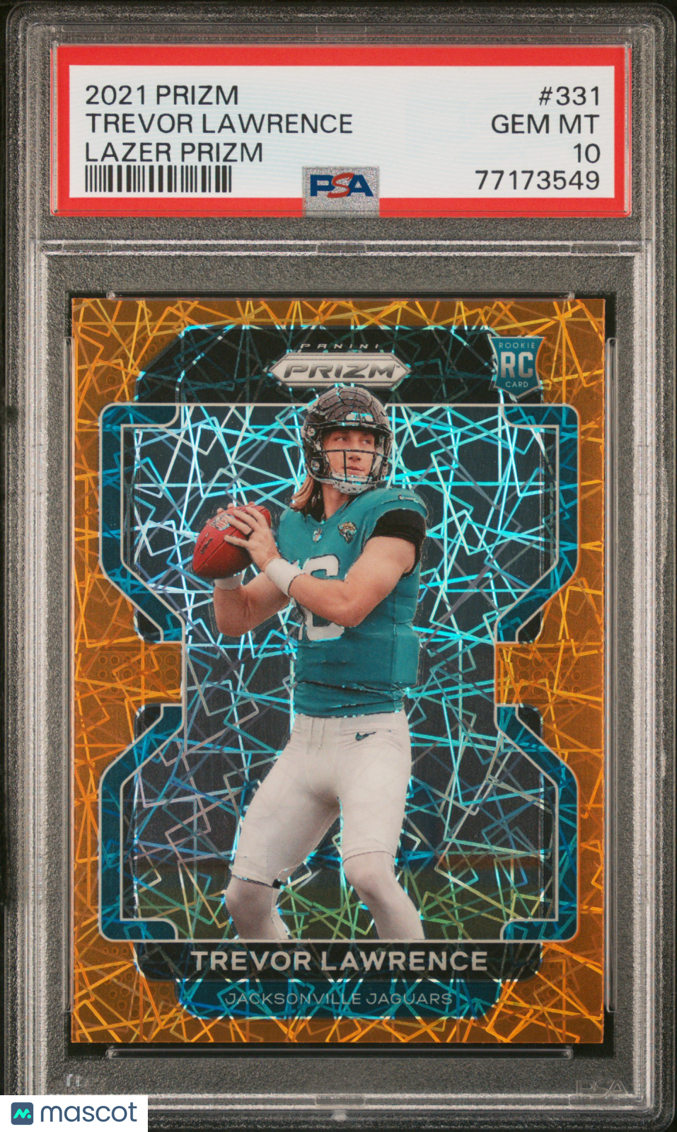 2021 Panini Prizm Trevor Lawrence RC Orange Lazer Rookie #331 PSA 10 GEM MINT - Graded Sports Cards