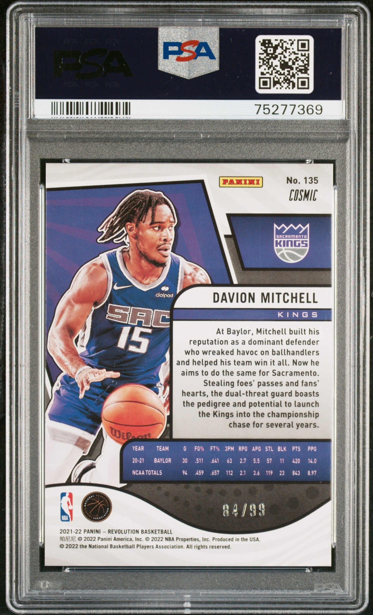 2021 Panini Revolution Davion Mitchell Cosmic #135 PSA 10 - Graded Sports Cards