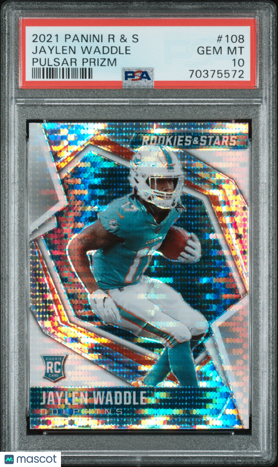 2021 Panini Rookies & Stars Jaylen Waddle Pulsar Prizm 108 PSA 10 Miami Dolphins Graded Sports Cards