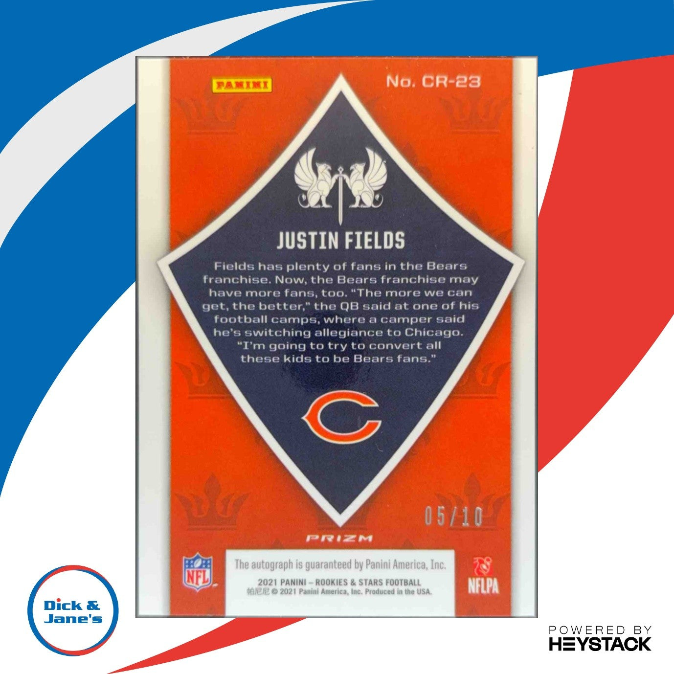 2021 Panini Rookies & Stars Justin Fields Crusade Signatures Longevity 1/10 Auto - Sports Cards