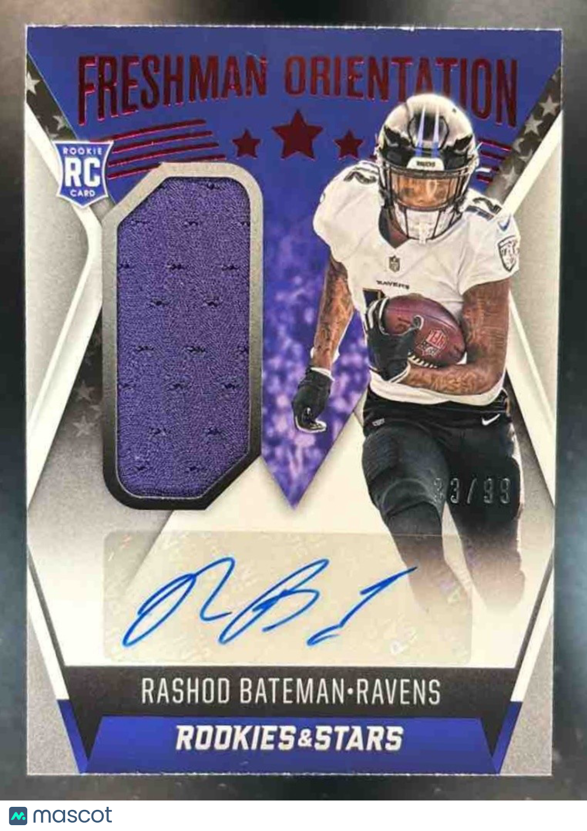 2021 Panini Rookies & Stars Rashod Bateman Patch Auto /99 #110 RC Ravens - Sports Cards