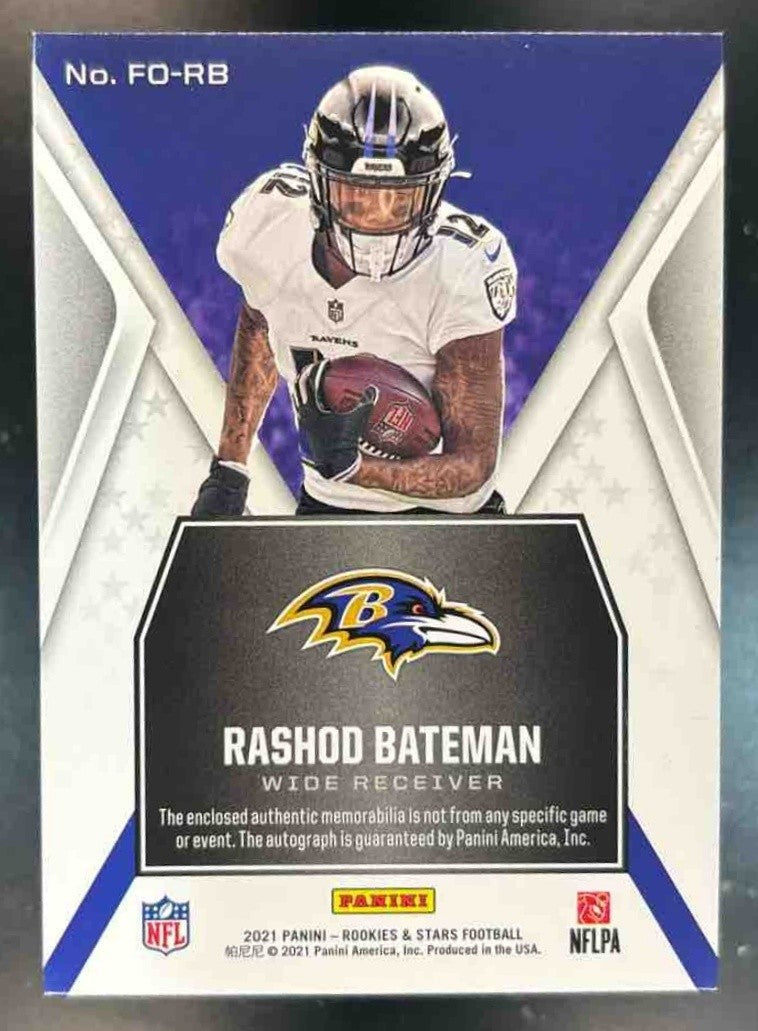 2021 Panini Rookies & Stars Rashod Bateman Patch Auto /99 #110 RC Ravens - Sports Cards