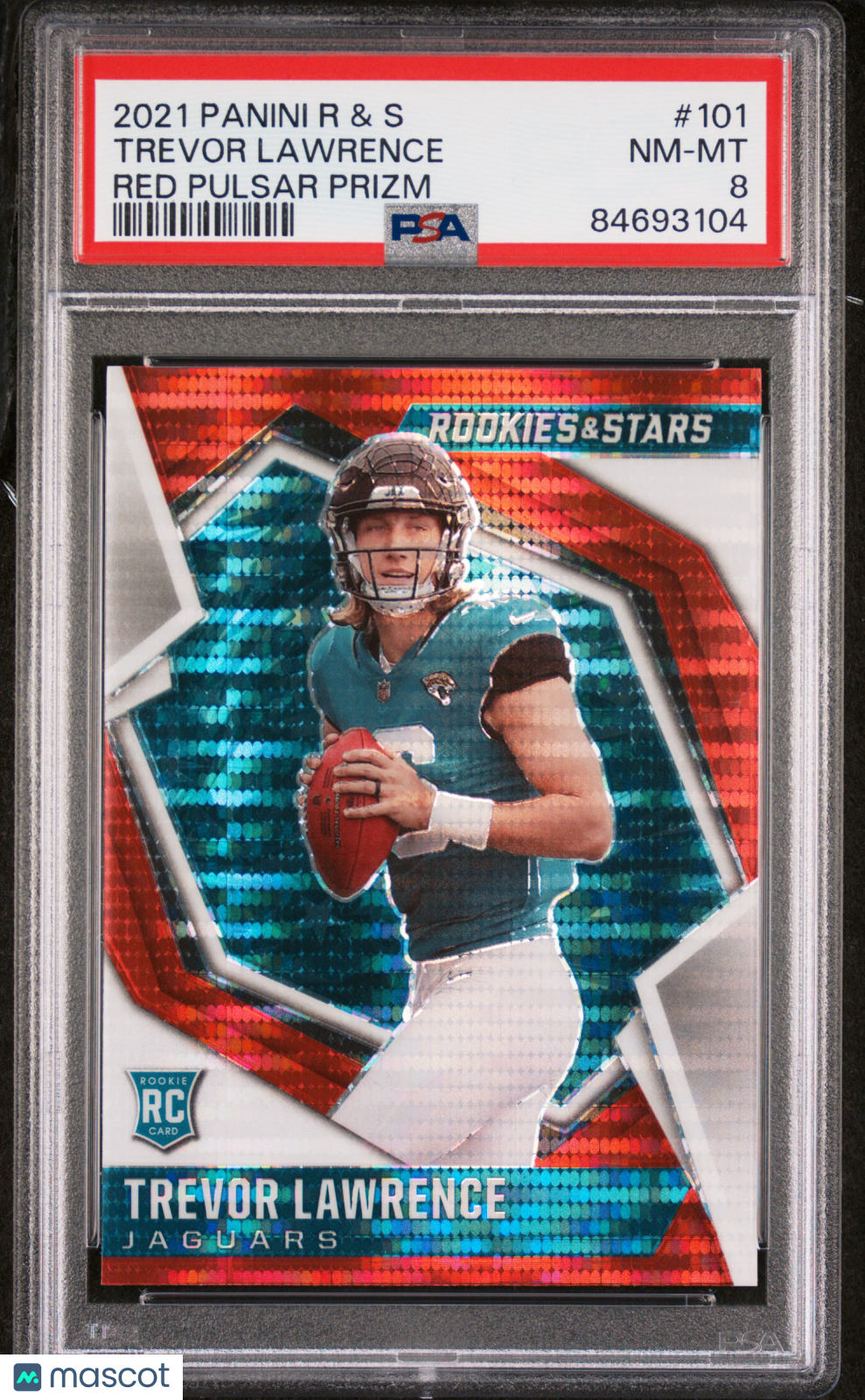 2021 Panini Rookies & Stars Trevor Lawrence Red Pulsar Prizm #101 PSA 8 Jacksonville Jaguars - Graded Sports Cards