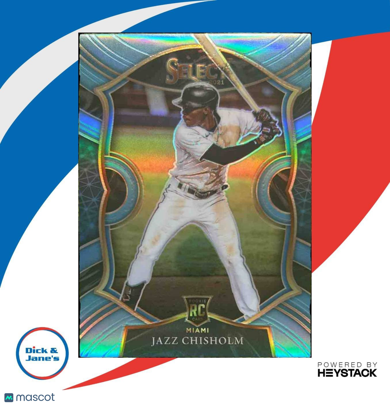 2021 Panini Select Jazz Chisholm Carolina Blue Prizm 4/35 #71 RC Miami Marlins - Sports Cards