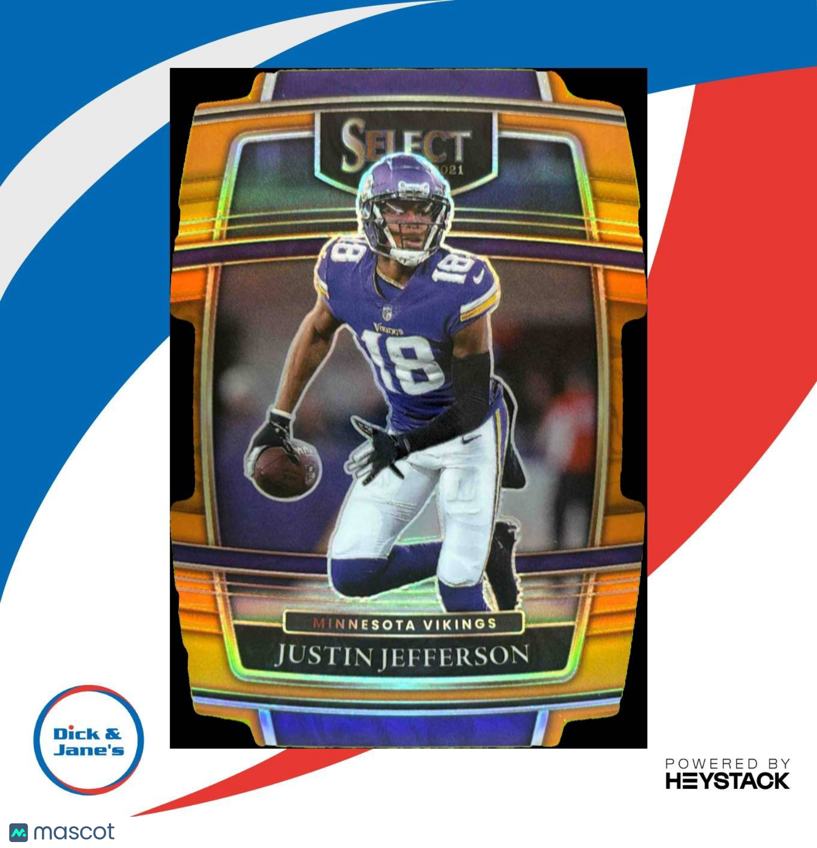 2021 Panini Select Justin Jefferson Orange Prizm Die Cut 13/249 #23 Vikings - Sports Cards