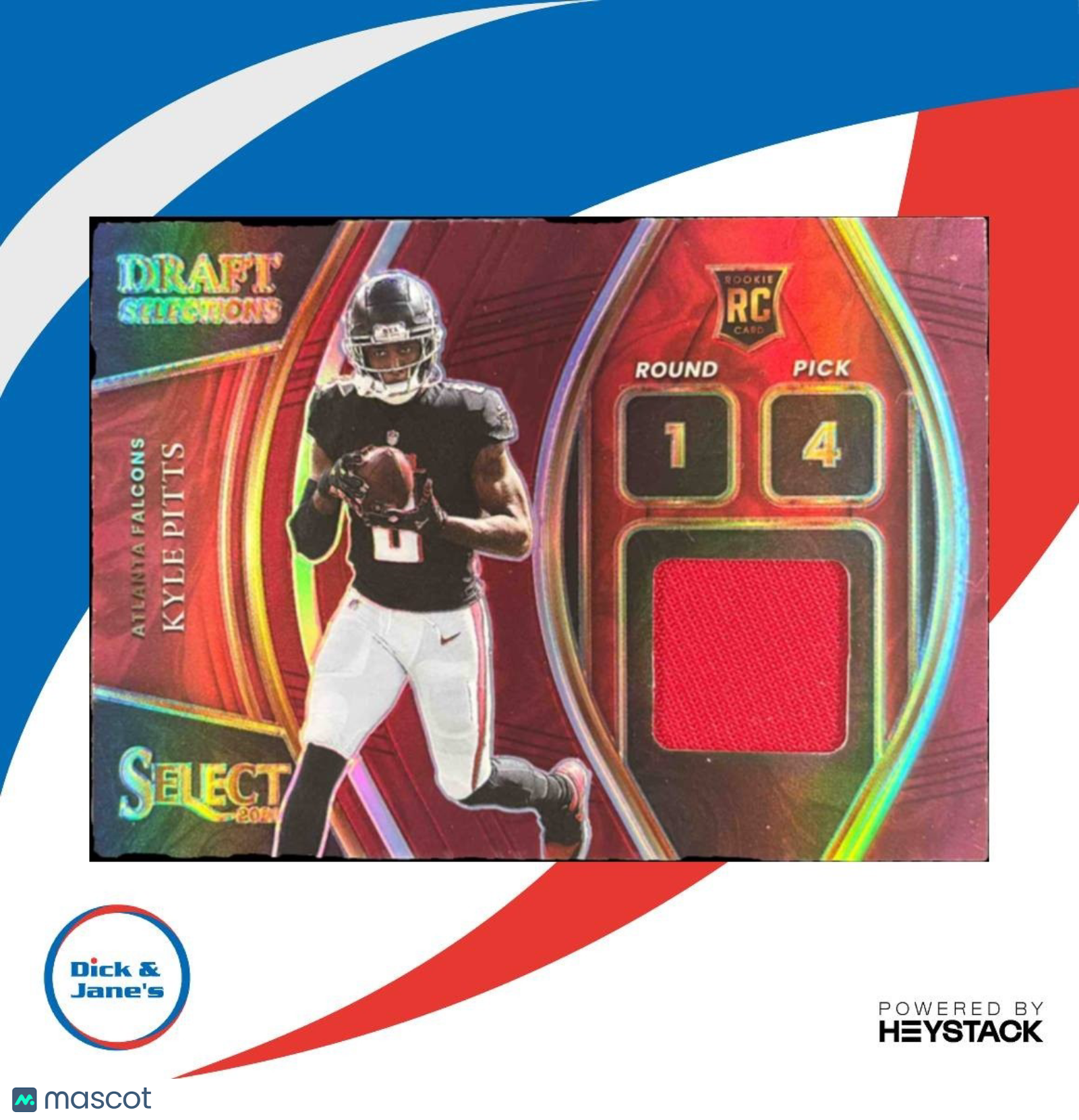 2021 Panini Select Kyle Pitts Draft Patch Red Prizm MEM RC Atlanta Falcons - Sports Cards
