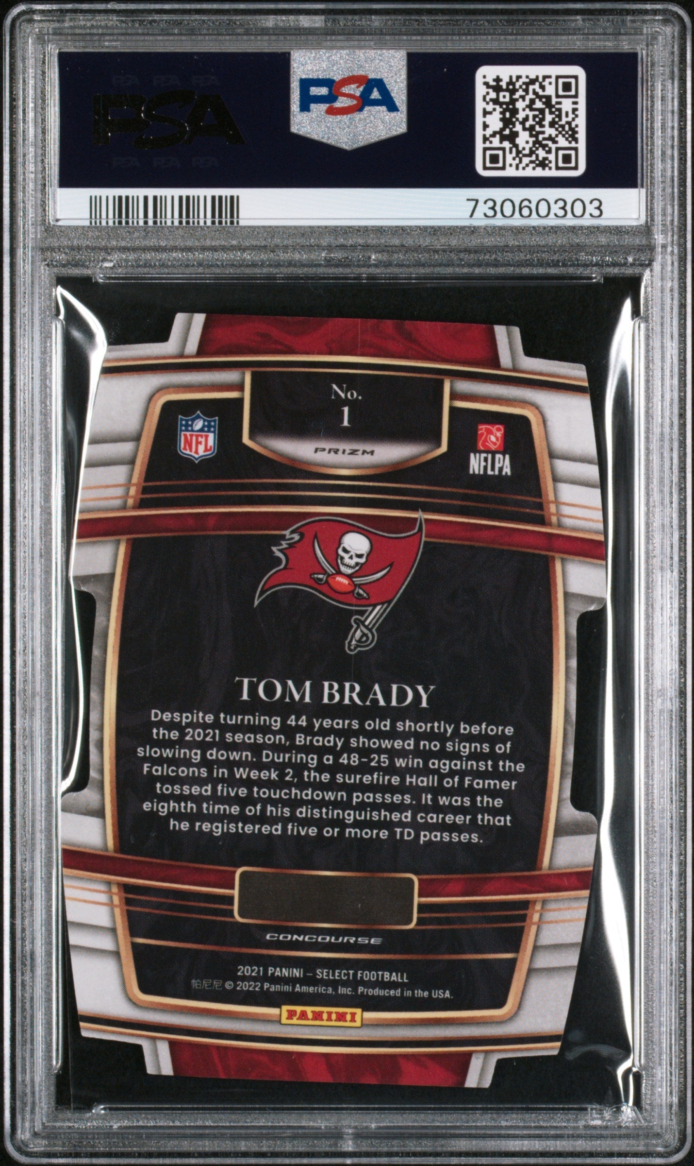 2021 Panini Select Tom Brady Die Cut Silver Prizm #1 PSA 9 New England Patriots Graded Sports Cards
