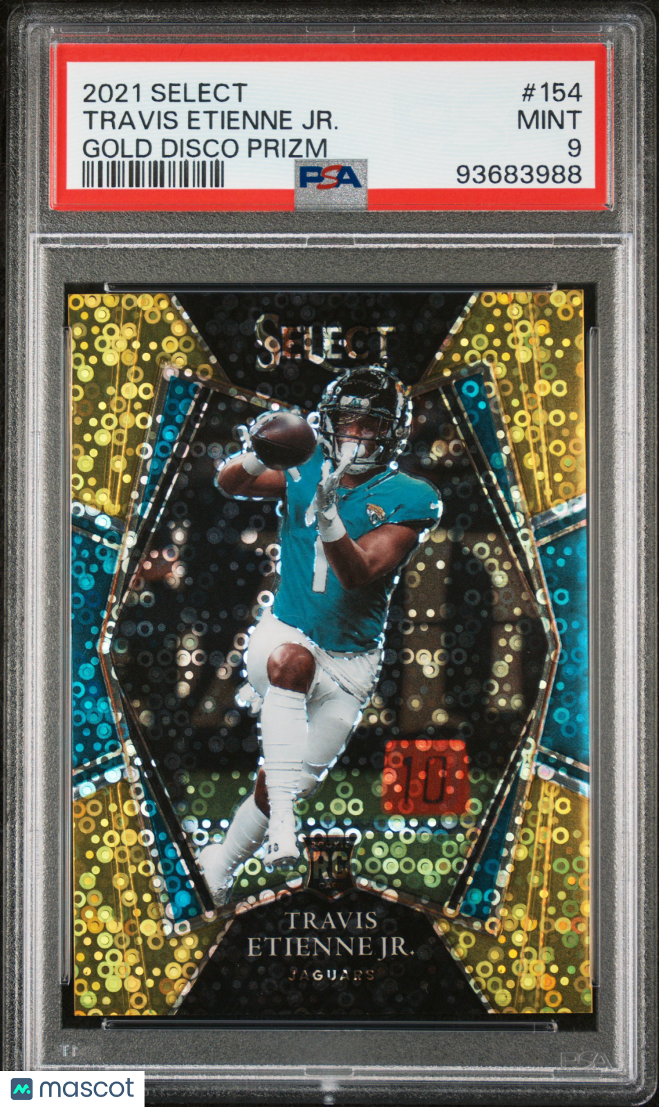 2021 Panini Select Travis Etienne JR. Gold Disco Prizm #154 PSA 9 - Graded Sports Cards