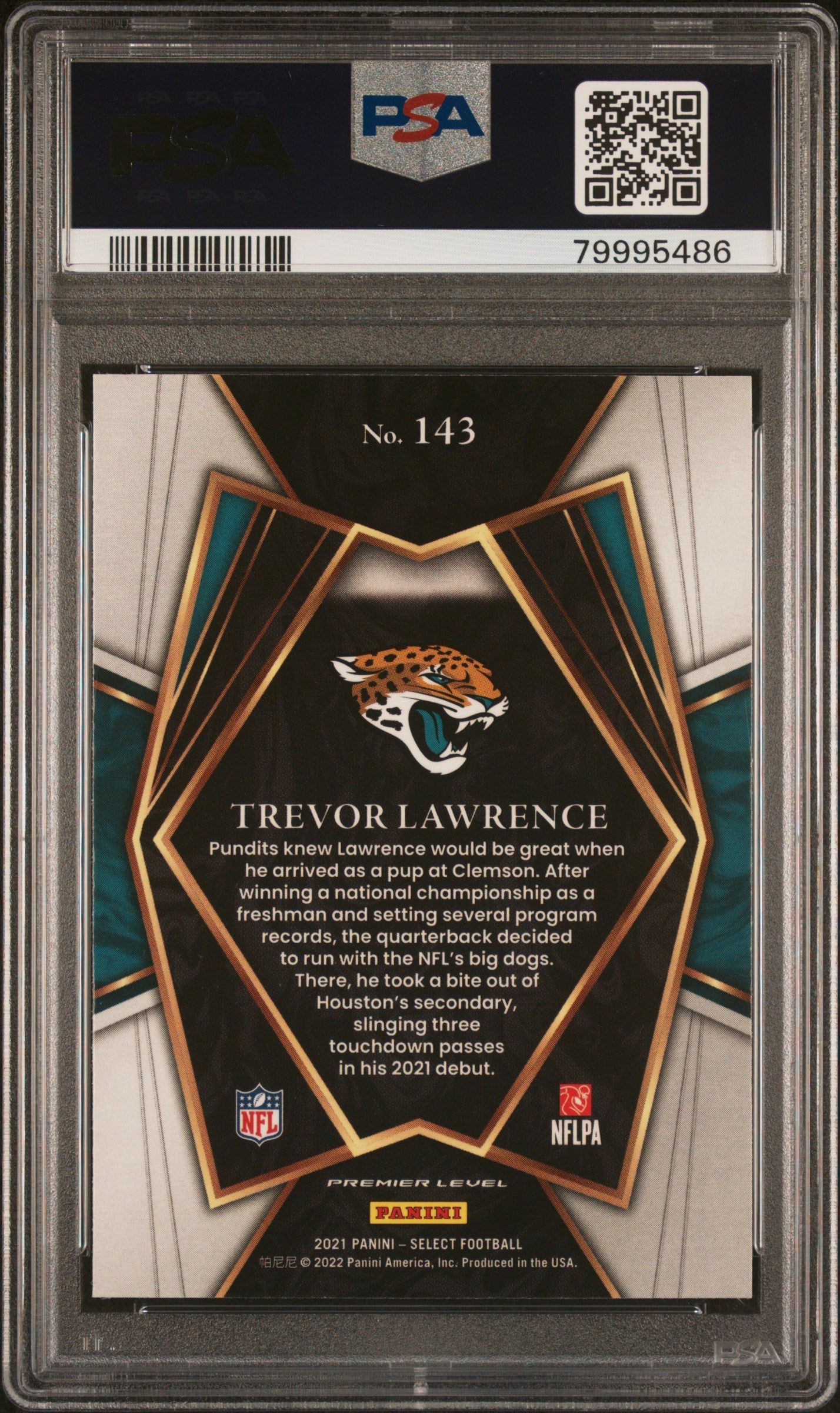 2021 Panini Select Trevor Lawrence Rookie #143 PSA 10 Jacksonville Jaguars - Graded Sports Cards