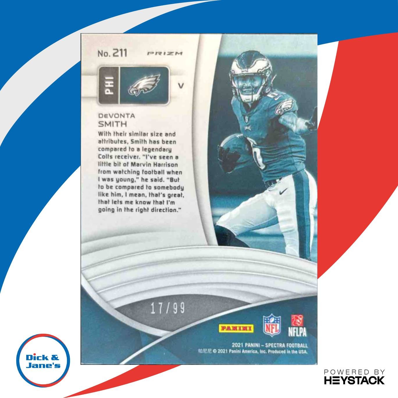 2021 Panini Spectra DeVonta Smith 17/99 #211 RC Philadelphia Eagles - Sports Cards