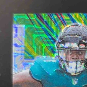 2021 Panini Spectra Travis Etienne Jr. Building Blocks Neon Green 21/25 Jags RC - Sports Cards