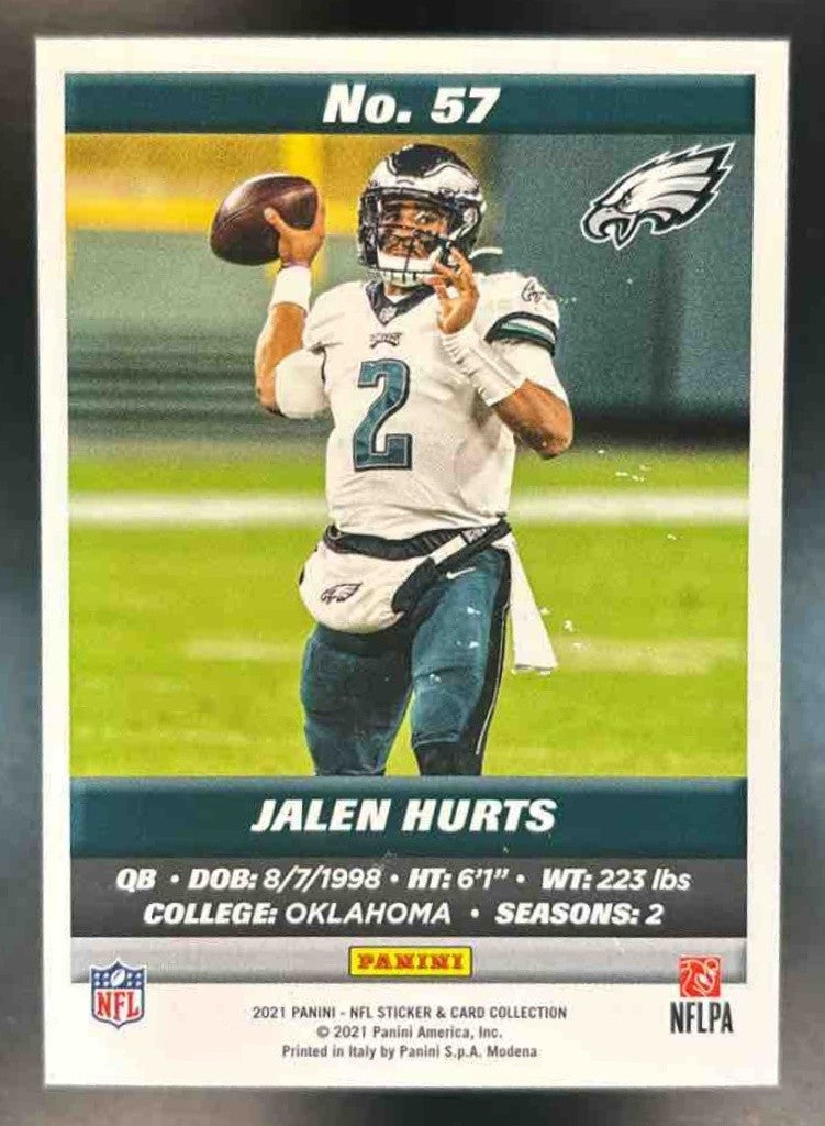 2021 Panini Sticker & Card Collection Jalen Hurts Cards Blue /299 Eagles - Sports Cards