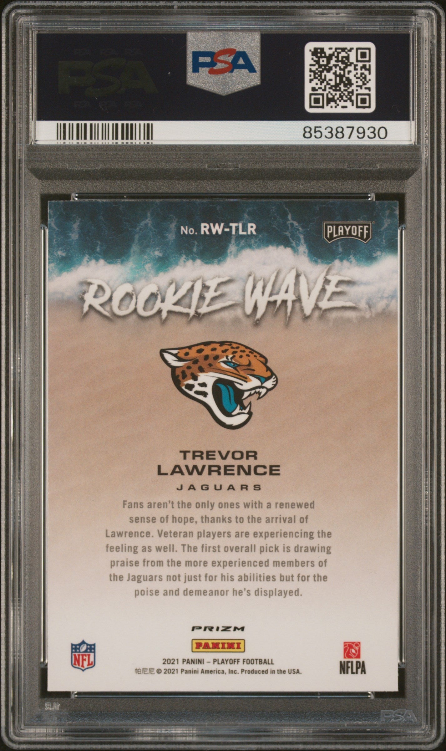 2021 Playoff Rookie Wave Trevor Lawrence Prizm Silver Rookie PSA 10 Jaguars - Graded Sports Cards