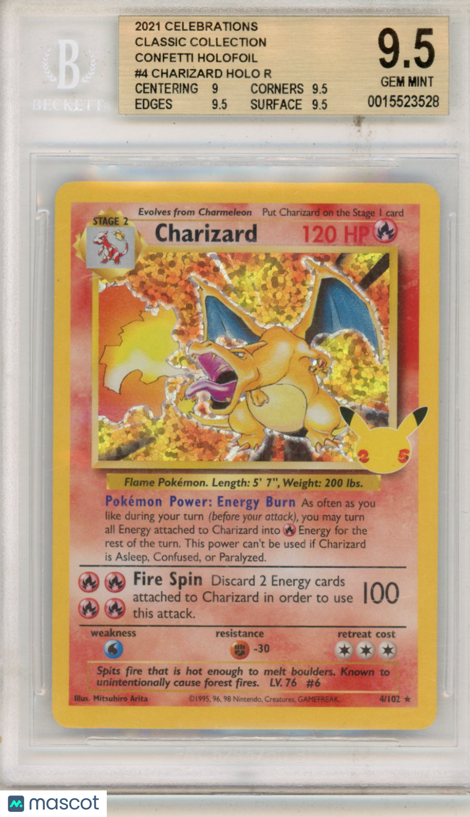 2021 Pokemon Celebrations Classic Collection Holofoil Charizard #4 BGS 9.5 GEM - Graded TCG/CCG
