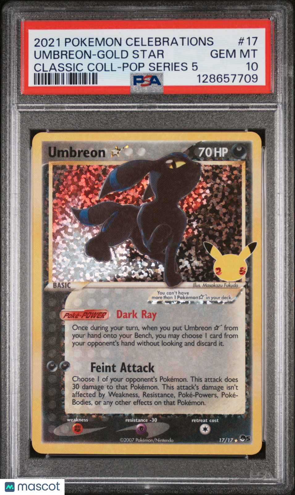 2021 Pokemon Celebrations Umbreon Gold Star #17 Pop Series 5 PSA 10 GEM MINT - Graded TCG/CCG