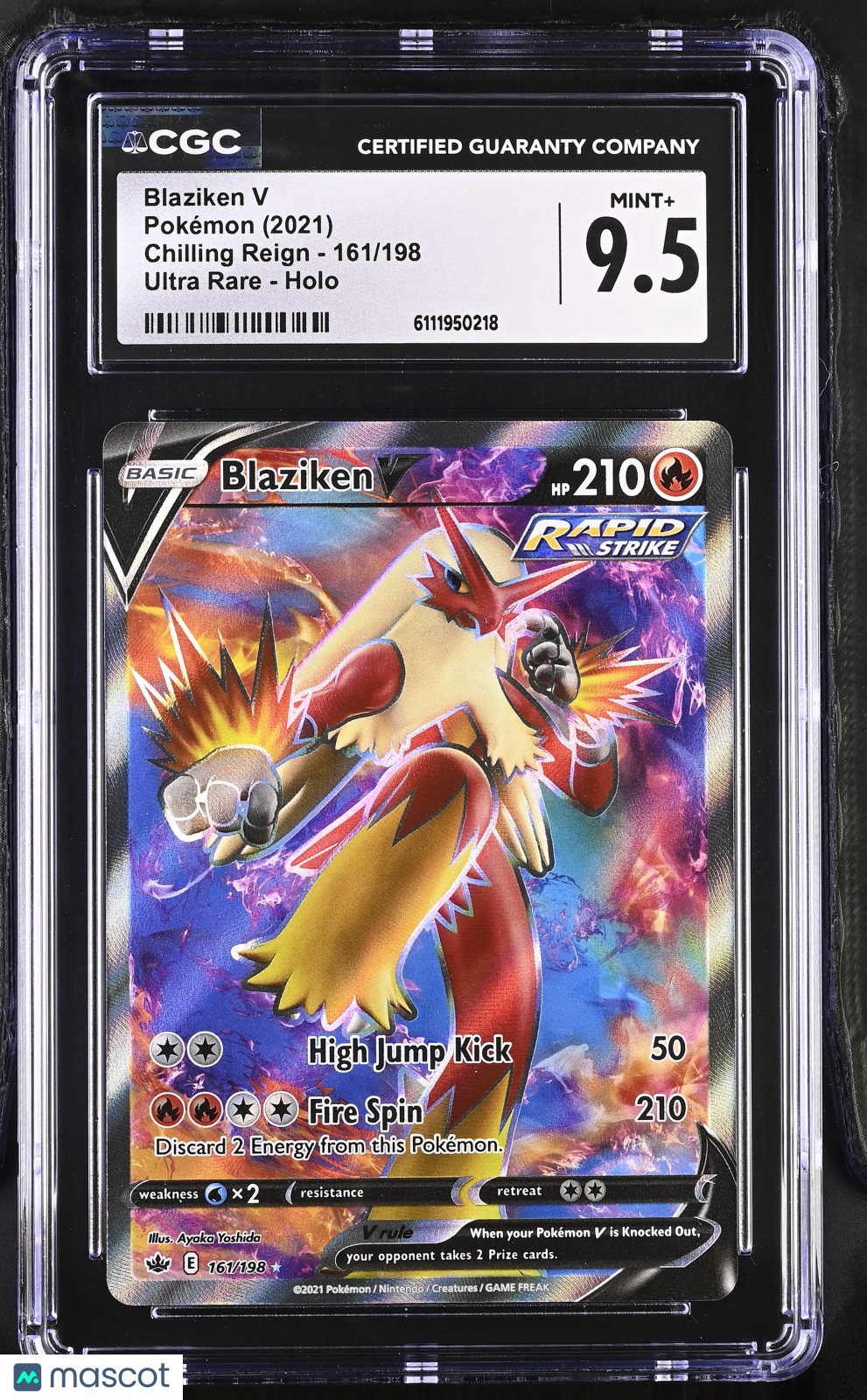 2021 Pokemon Chilling Reign Blaziken V #161/198 Ultra Rare CGC 9.5 MINT+ - Graded TCG/CCG