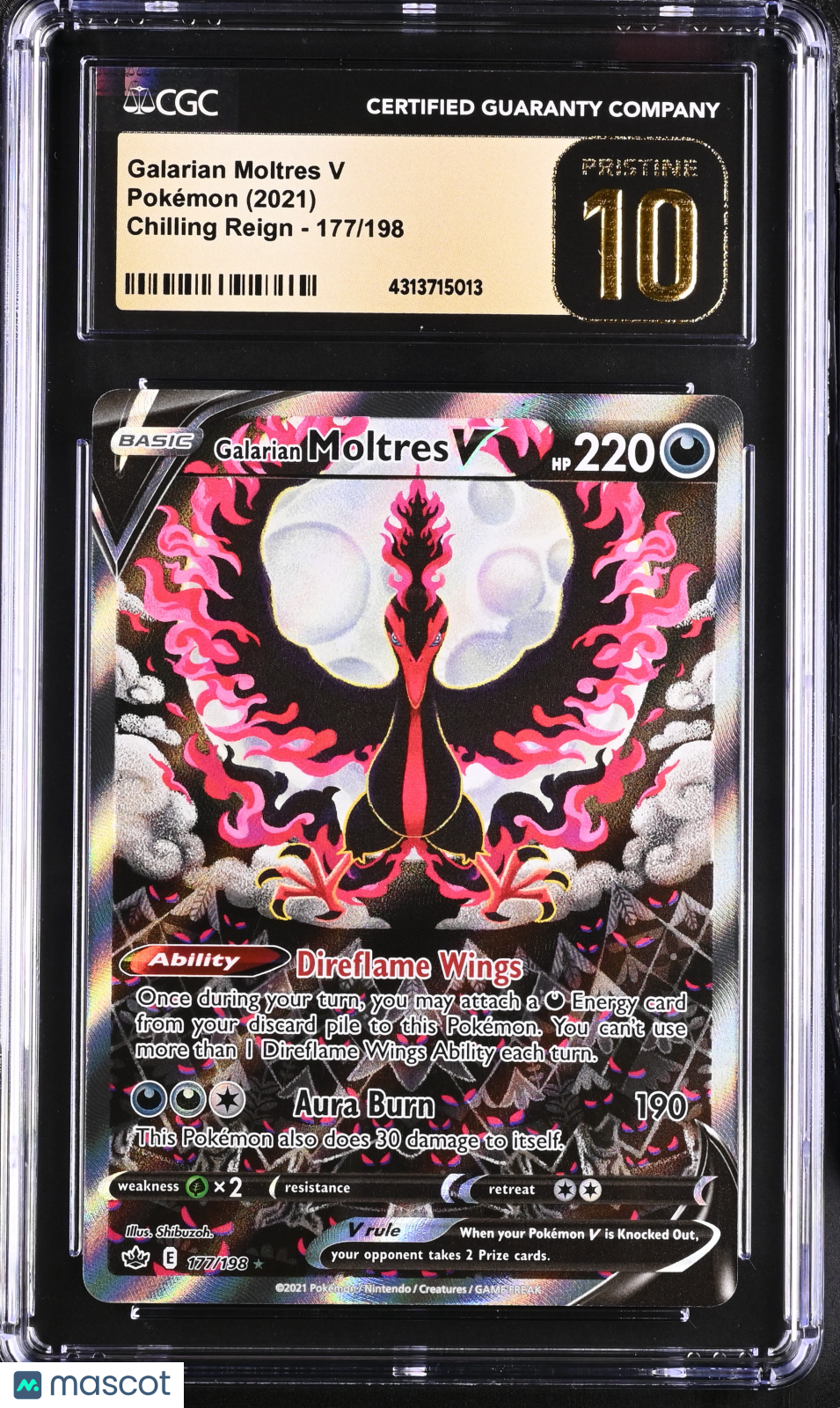 2021 Pokemon Chilling Reign Galarian Moltres V #177/198 UR CGC 10 PRISTINE - Graded TCG/CCG