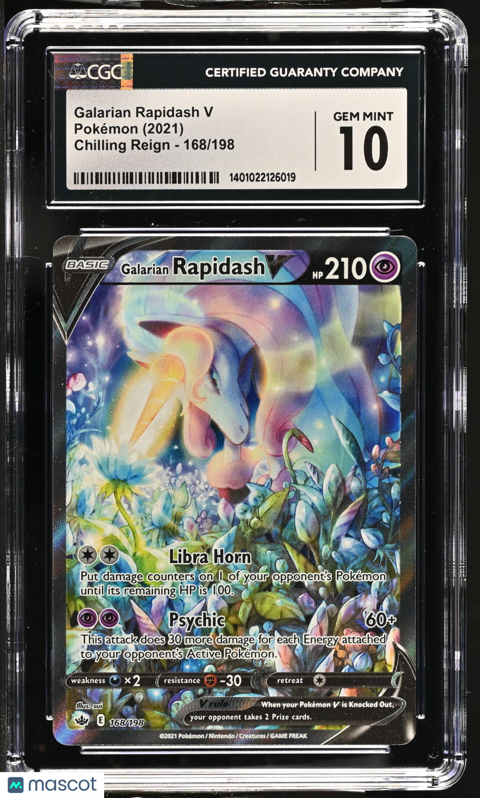 2021 Pokémon Chilling Reign Galarian Rapidash V #168/198 CGC 10 - Graded TCG/CCG