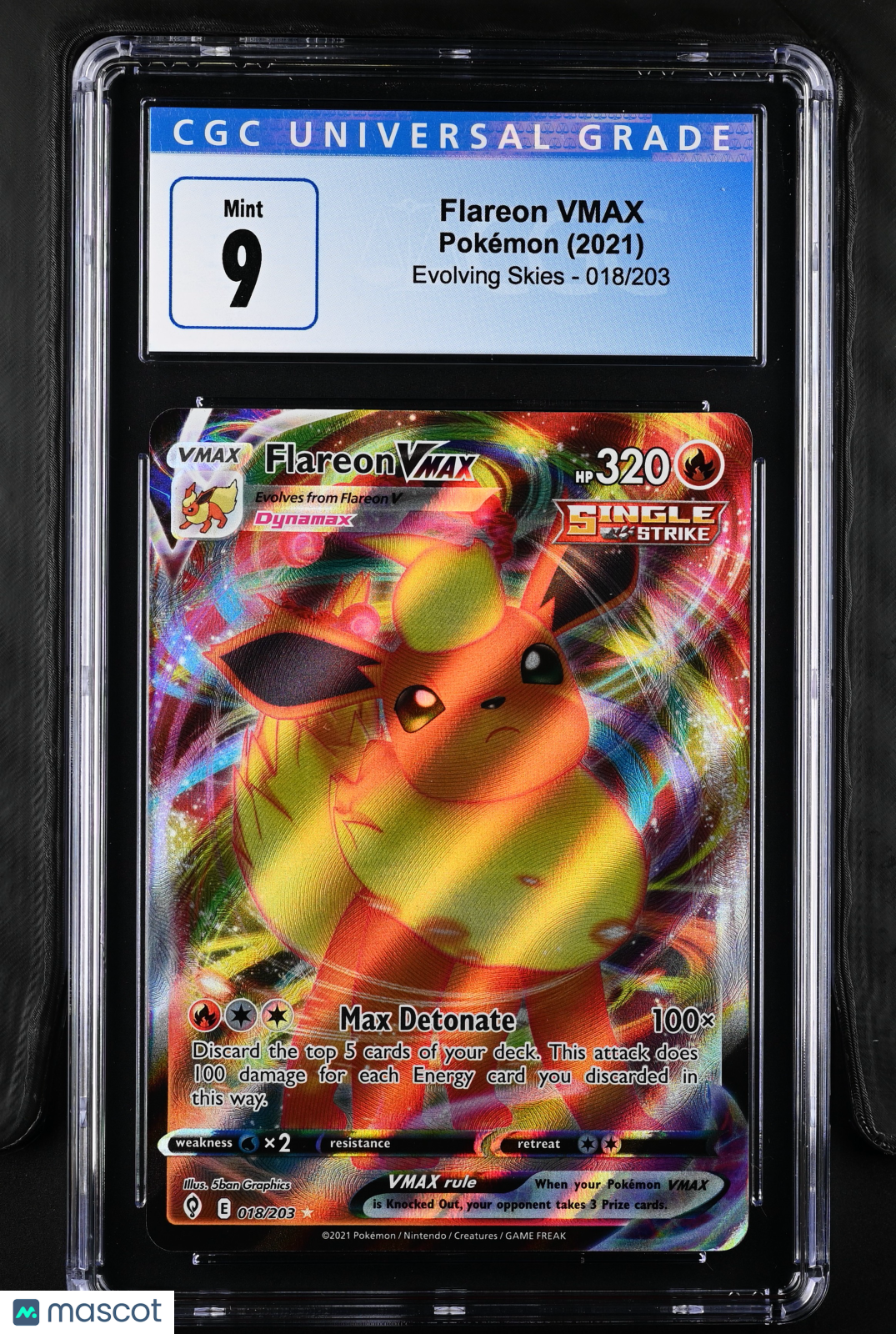 2021 Pokemon Evolving Skies Flareon VMAX #018/203 CGC 9 - Graded TCG/CCG