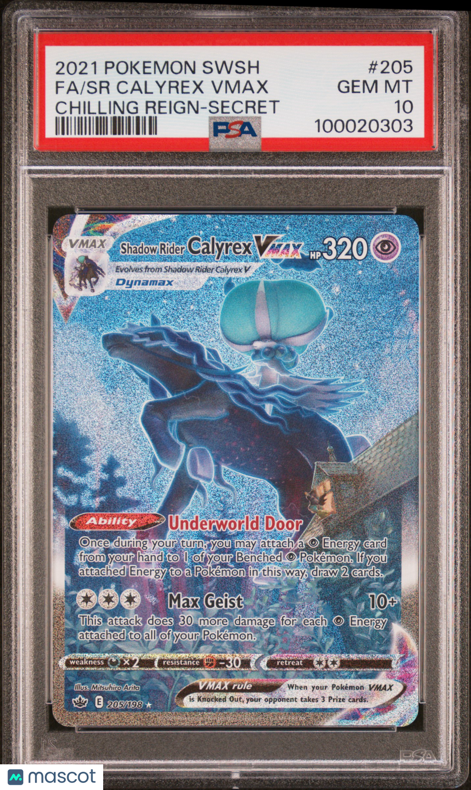 2021 Pokemon Sword & Shield Calyrex Vmax Fa #205 Chilling Reign-Secret PSA 10 - Graded TCG/CCG