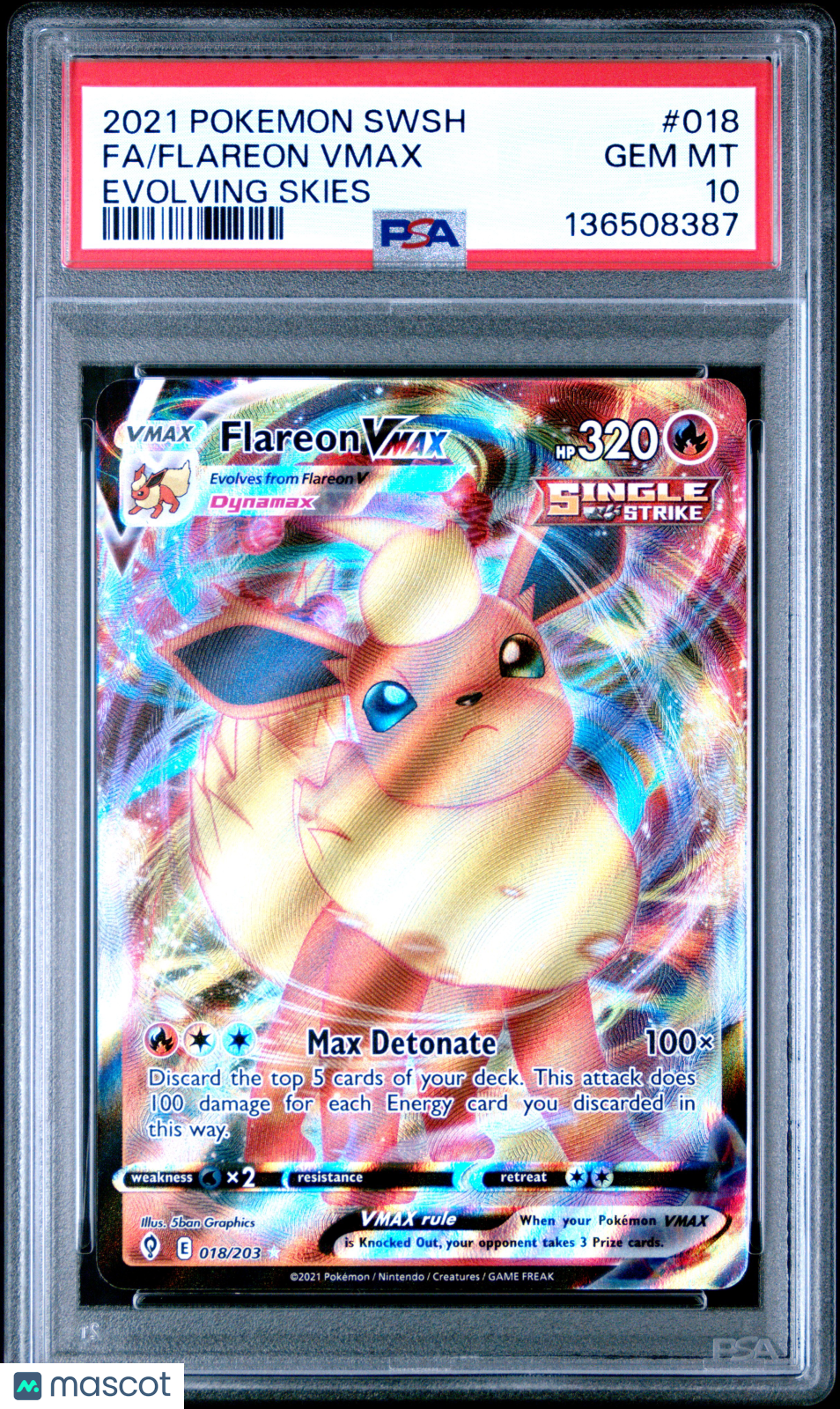 2021 Pokemon Sword & Shield Evolving Skies Flareon VMAX PSA 10 - Graded TCG/CCG