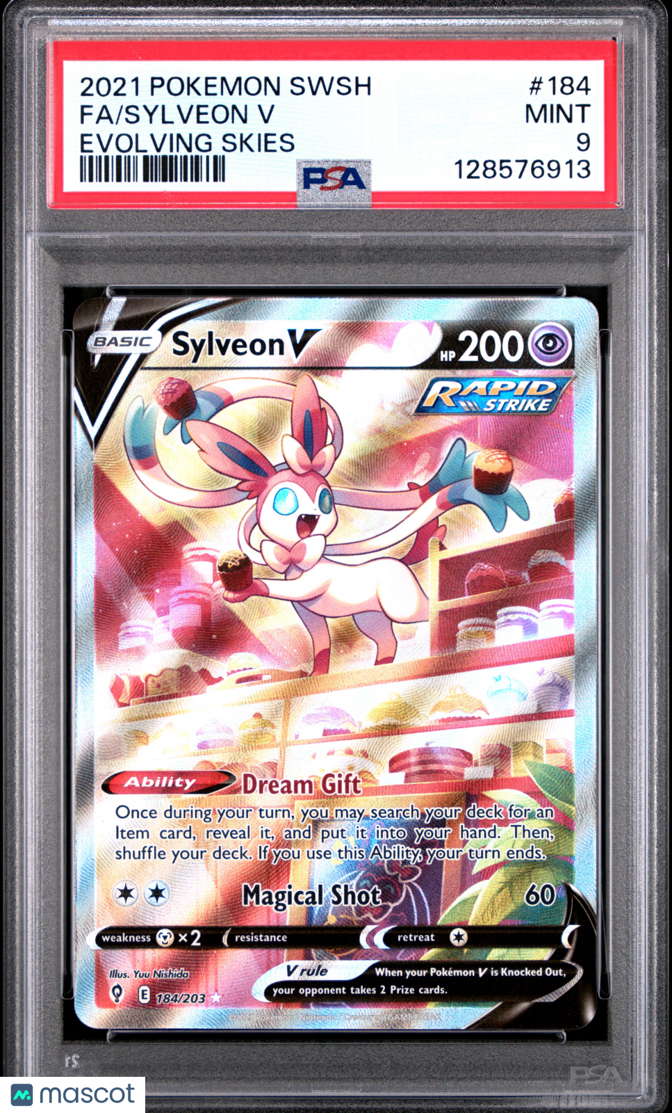 2021 Pokemon Sword & Shield Evolving Skies Sylveon V #184 FA PSA 9 MINT - Graded TCG/CCG