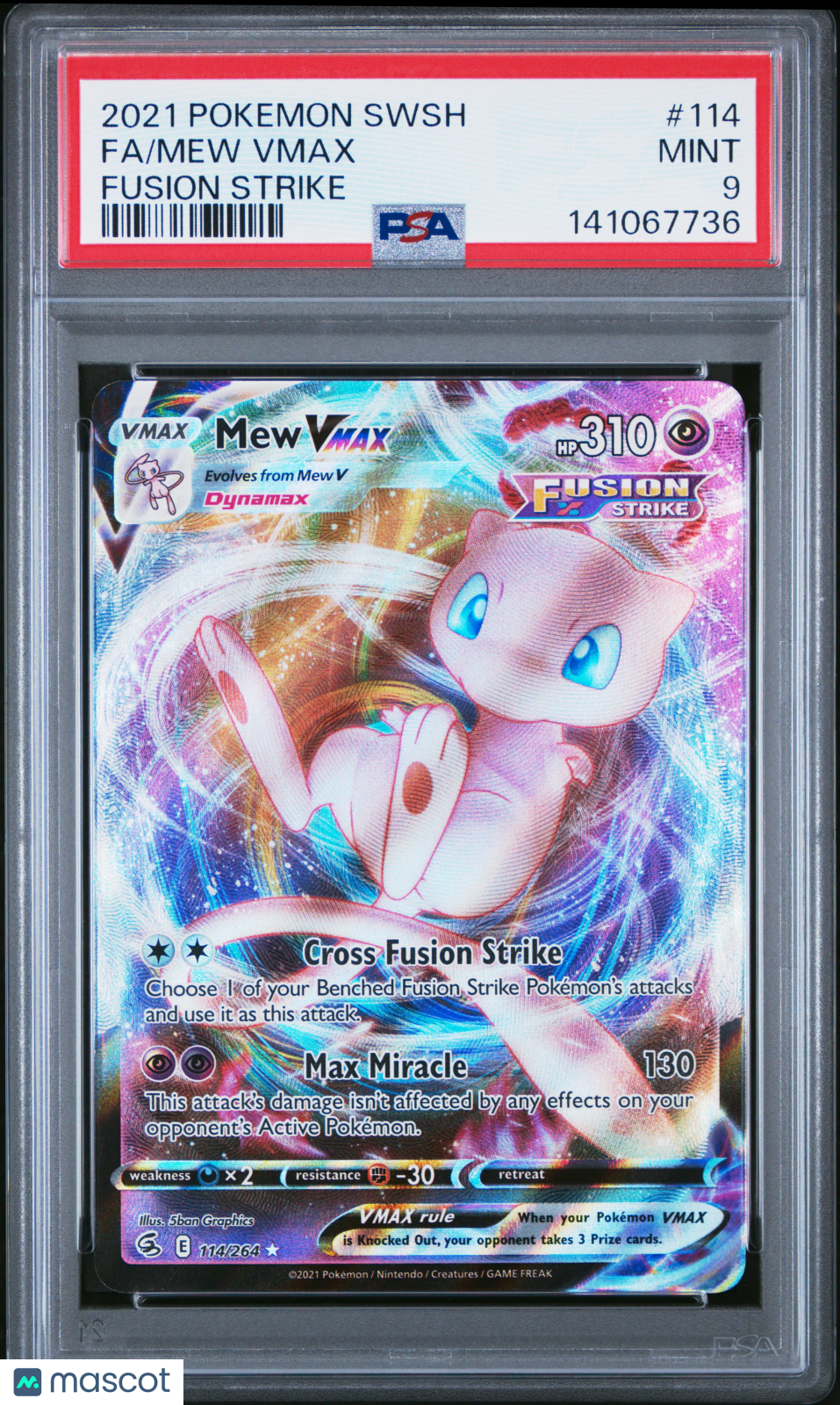 2021 Pokemon Sword & Shield Fusion Strike Mew VMAX #114 Fusion Strike Fa PSA 9 - Graded TCG/CCG