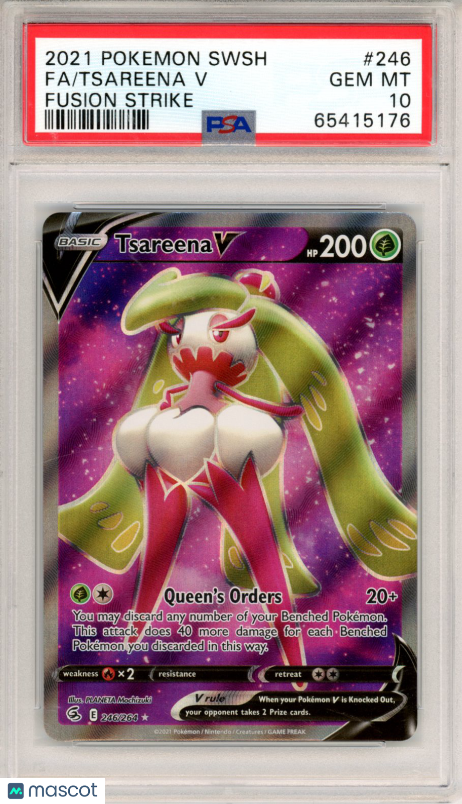 2021 Pokemon Sword & Shield Fusion Strike Tsareena V #246 FA PSA 10 GEM MINT - Graded TCG/CCG