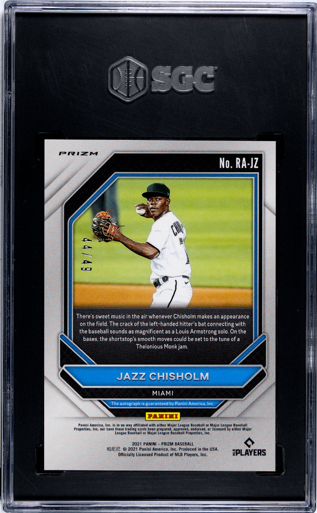 2021 Prizm Jazz Chisholm Rookie Autograph Blue Donut Circles 44/49 SGC 10 AU 10 - Graded Sports Cards